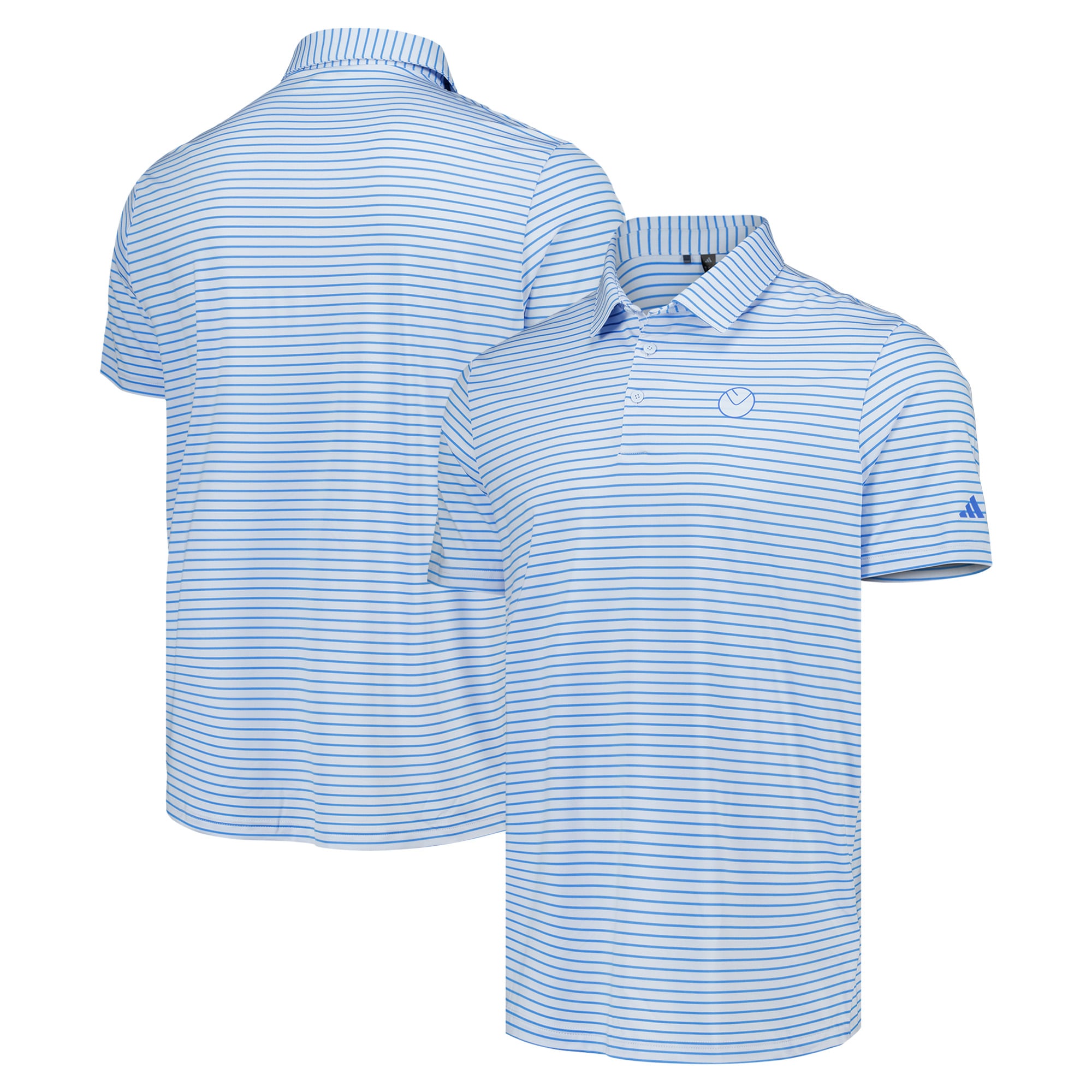 Leeds United adidas Golf Performance Two-Color Stripe Polo Shirt - Light Blue