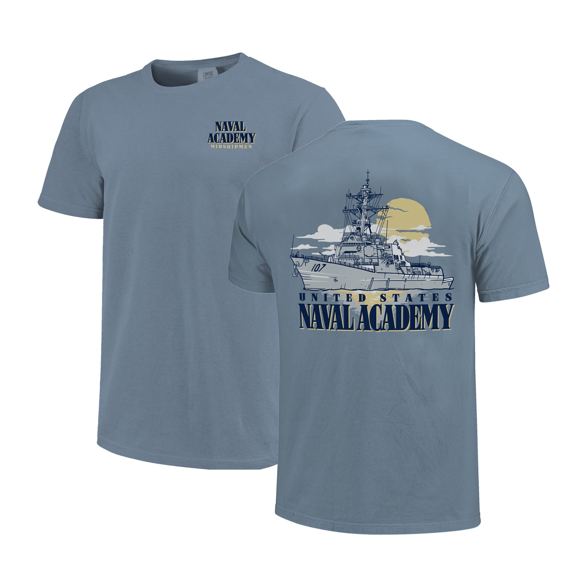 Unisex Image One  Blue Navy Midshipmen Hyper Local Naval Ship Sunset T-Shirt