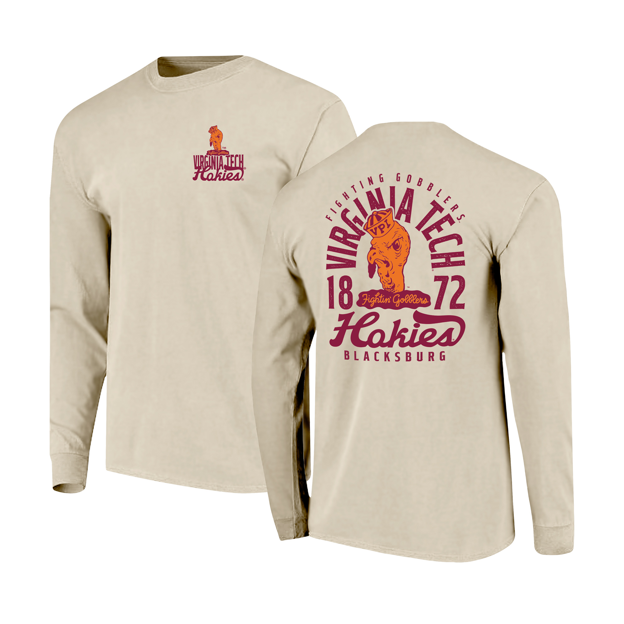 Men’s Natural Virginia Tech Hokies Comfort Colors Mascot Overlay Long Sleeve T-Shirt Men’s Natural Virginia Tech Hokies Comfort Colors Mascot Overlay Long Sleeve T-Shirt