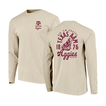 Men's Natural Texas A&M Aggies Comfort Colors Mascot Overlay Long Sleeve T-Shirt