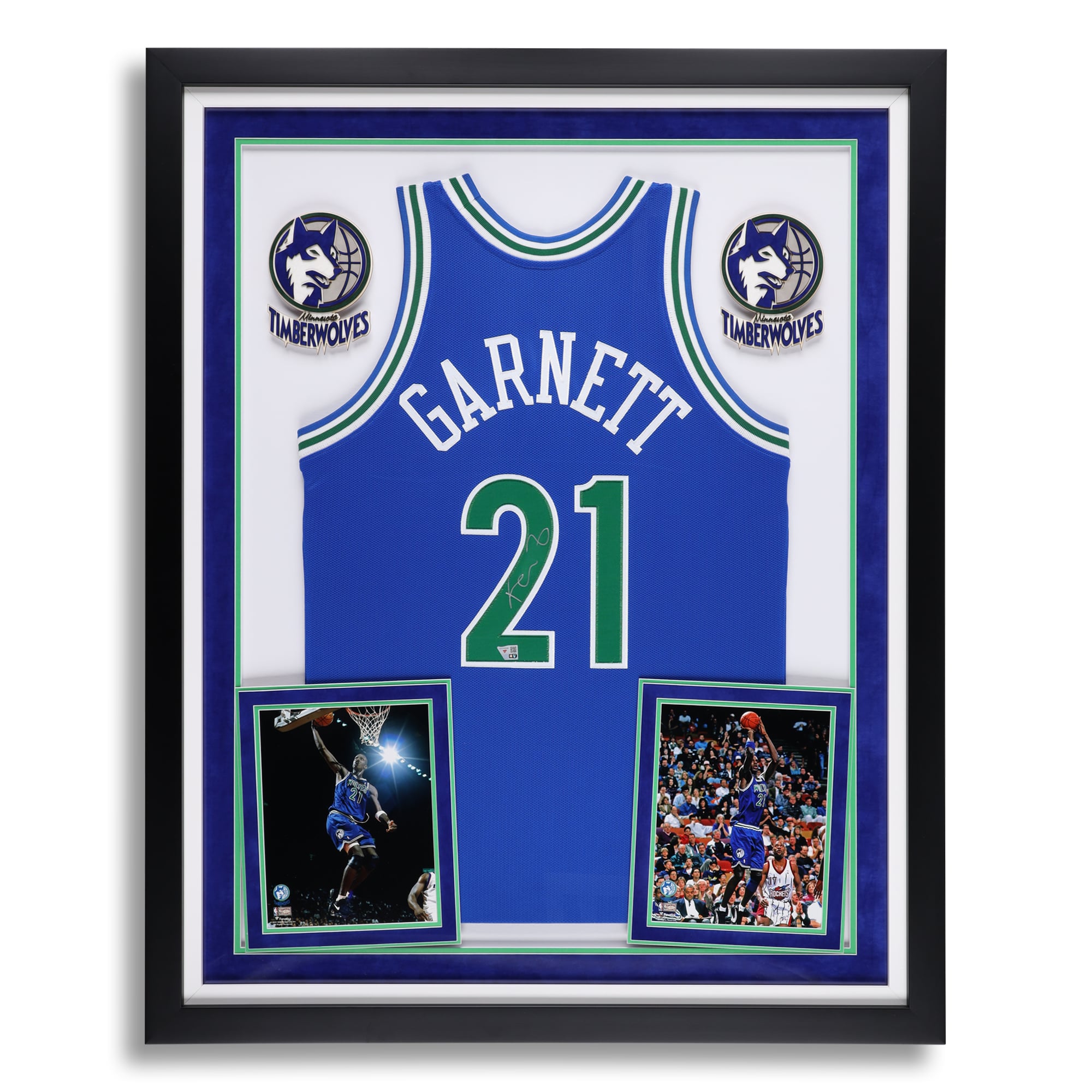 Kevin Garnett Minnesota Timberwolves Autographed Deluxe Framed Blue Mitchell & Ness 1995-96 Authentic Jersey