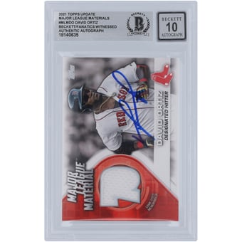 David Ortiz Boston Red Sox Autographed 2021 Topps Update Major League Material Jersey Relic #MLM-DO Beckett Fanatics Witnessed Authenticated 10 Card