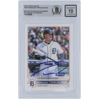 Spencer Torkelson Detroit Tigers Autographed 2022 Topps Update #US79 Beckett Fanatics Witnessed Authenticated 10 Rookie Card
