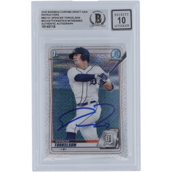 Spencer Torkelson Detroit Tigers Autographed 2020 Bowman Chrome Draft Asia Refractors #BD-121 Beckett Fanatics Witnessed Authenticated 10 Card