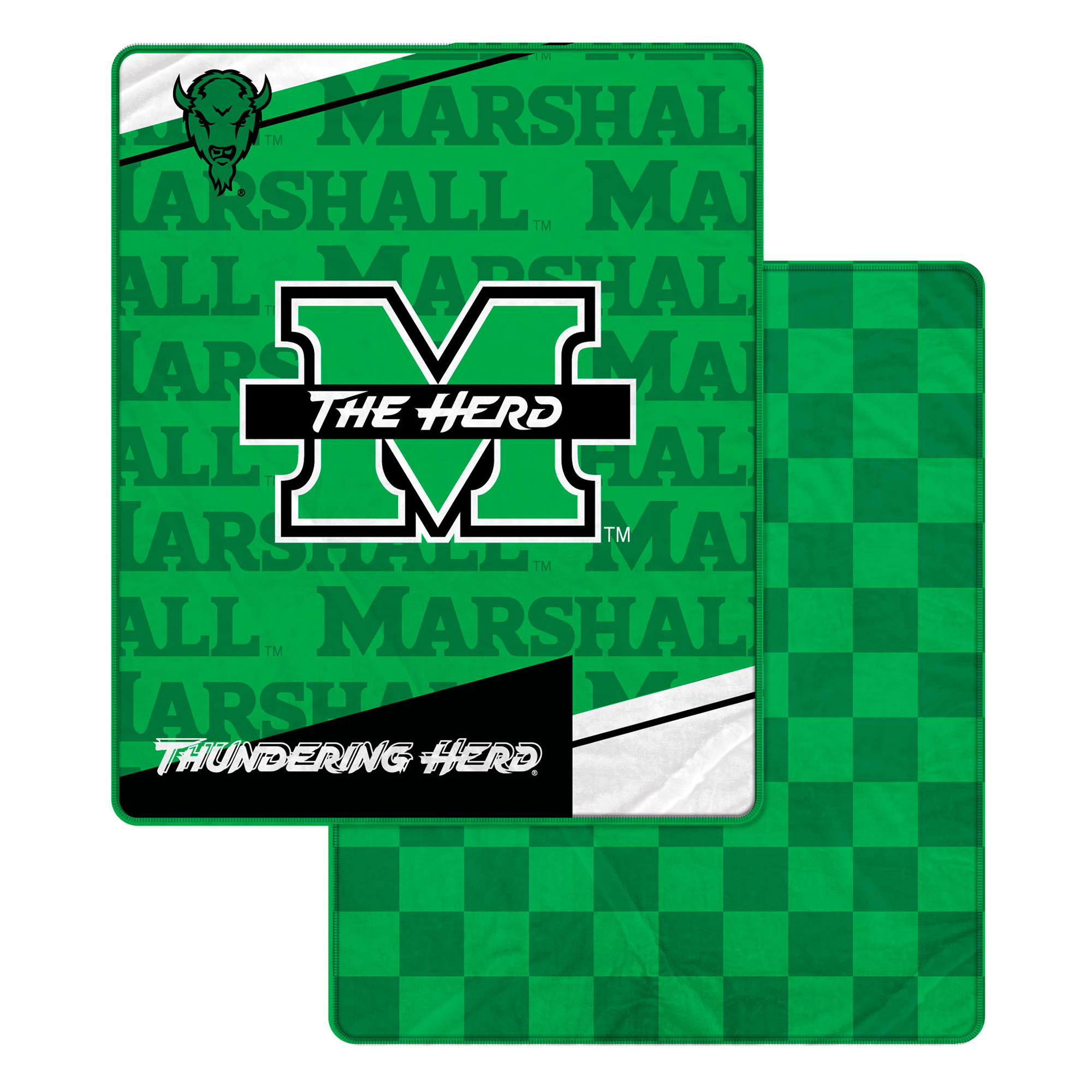 Pegasus Marshall Thundering Herd 60" x 70" Diagonal Ghost Checkered Double-Sided Blanket