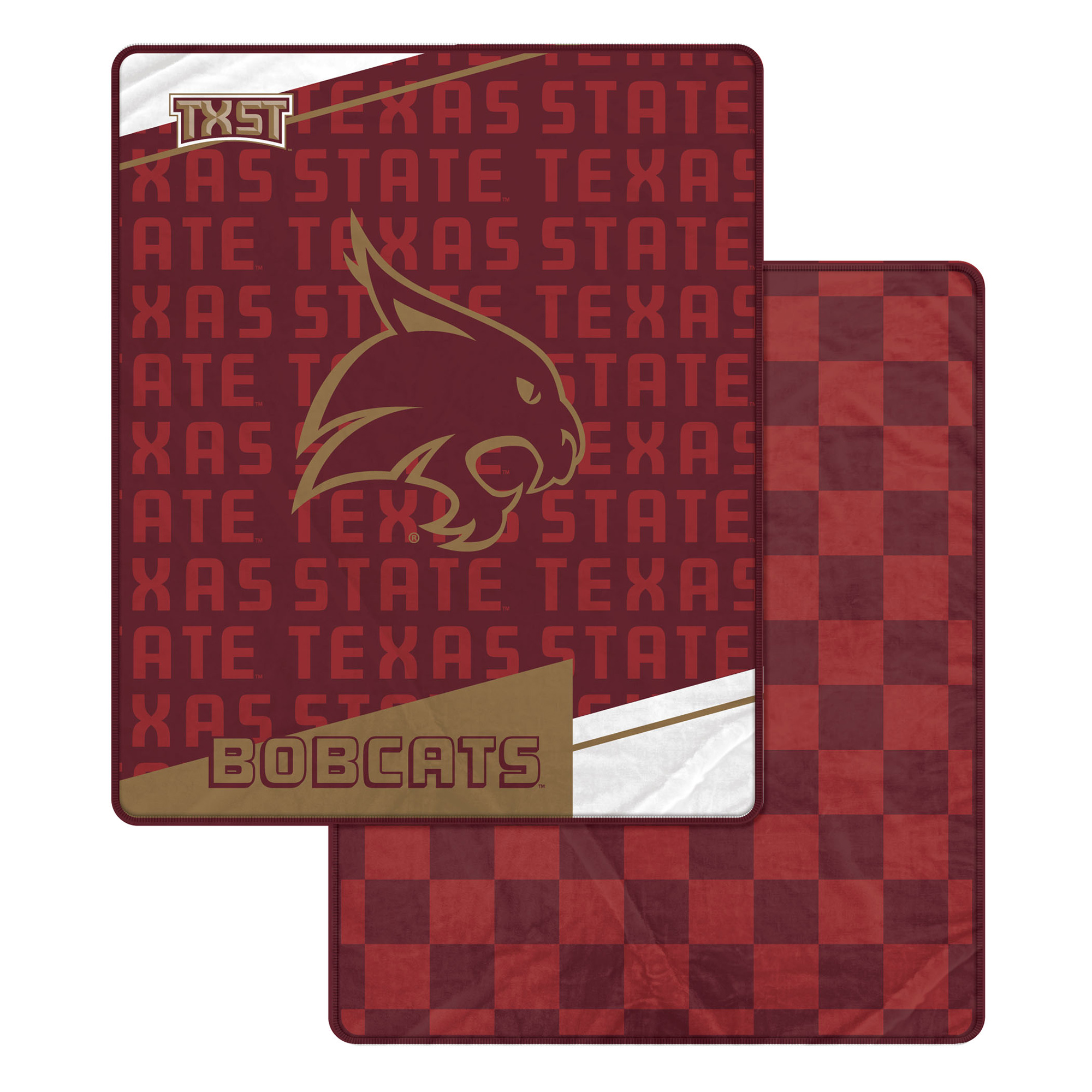 Pegasus Texas State Bobcats 60" x 70" Diagonal Ghost Checkered Double-Sided Blanket