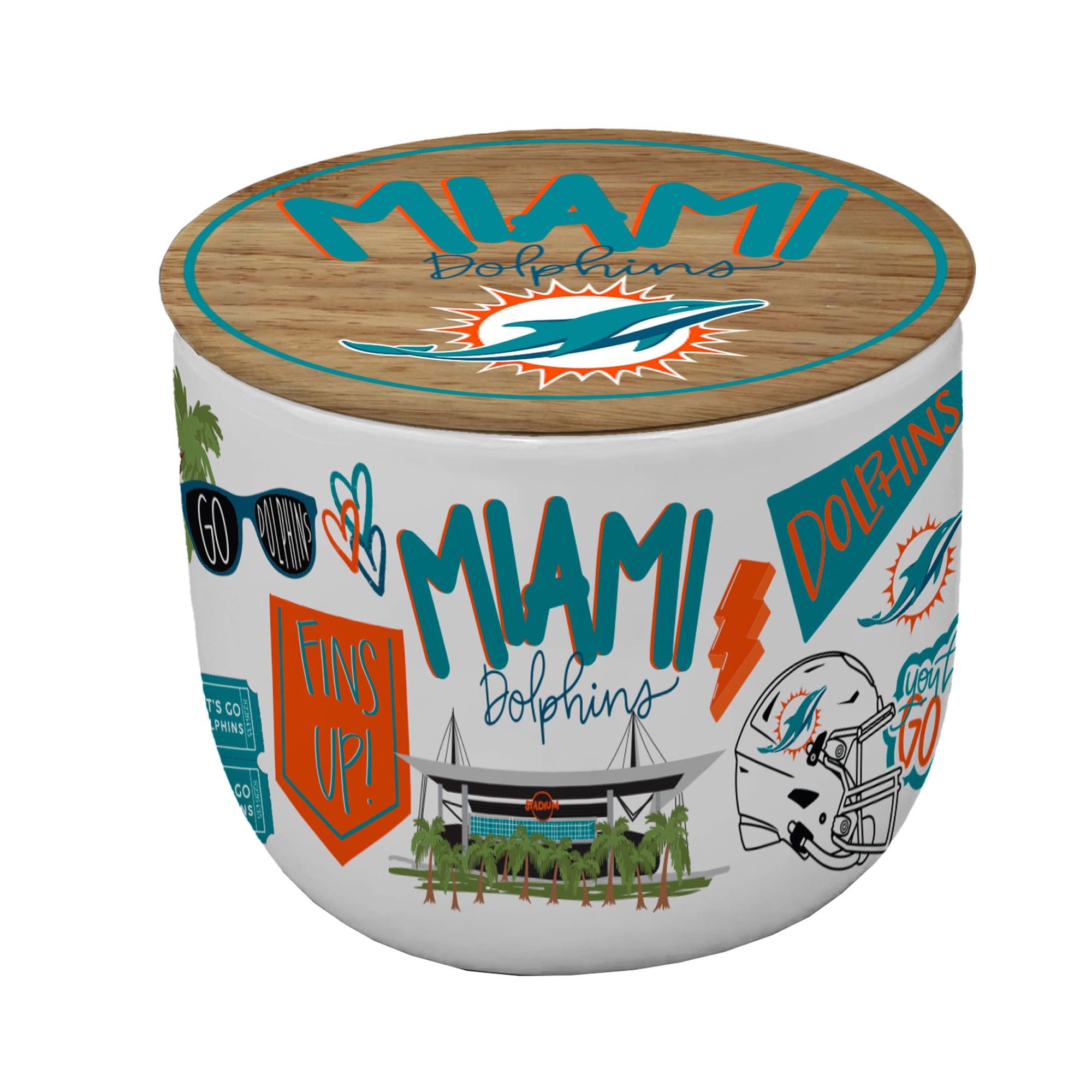 Pegasus Miami Dolphins 16oz. Loco Fan Wood Top Ceramic Candle Pegasus Miami Dolphins 16oz. Loco Fan Wood Top Ceramic Candle