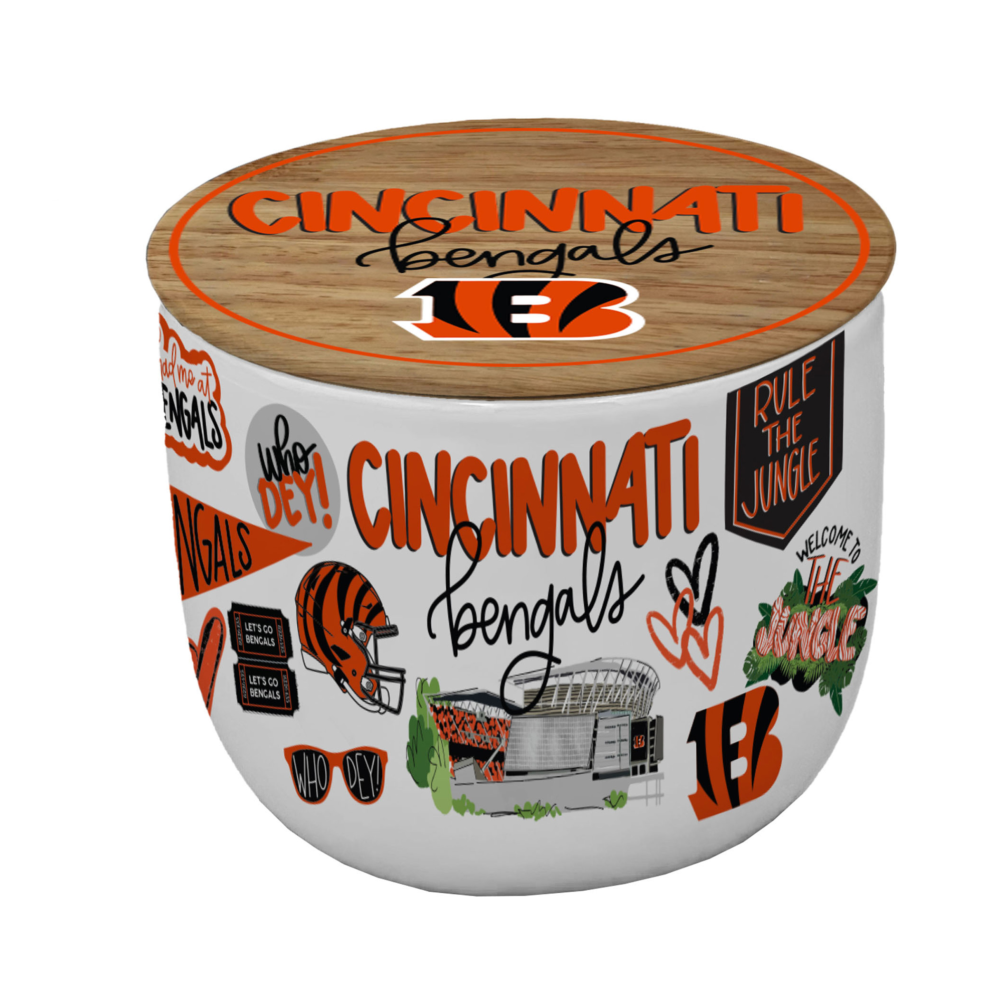 Pegasus Cincinnati Bengals 16oz. Loco Fan Wood Top Ceramic Candle