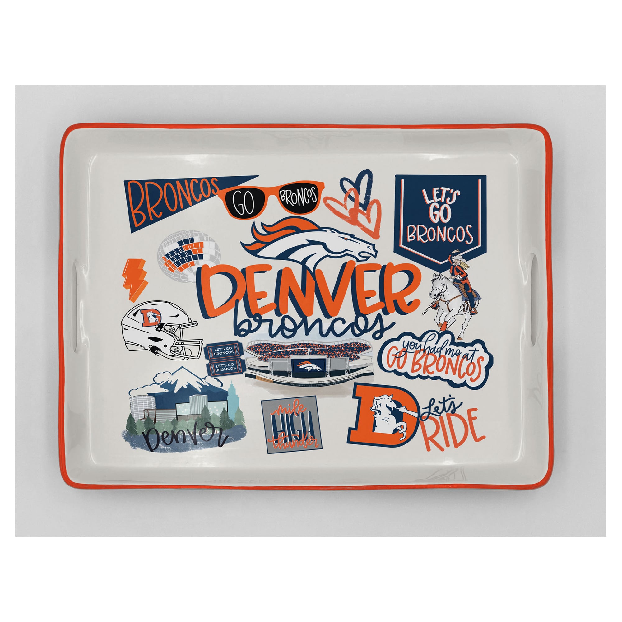 Pegasus Denver Broncos 11″ x 17″ Large Loco Fan Serving Tray with Handles Pegasus Denver Broncos 11″ x 17″ Large Loco Fan Serving Tray with Handles