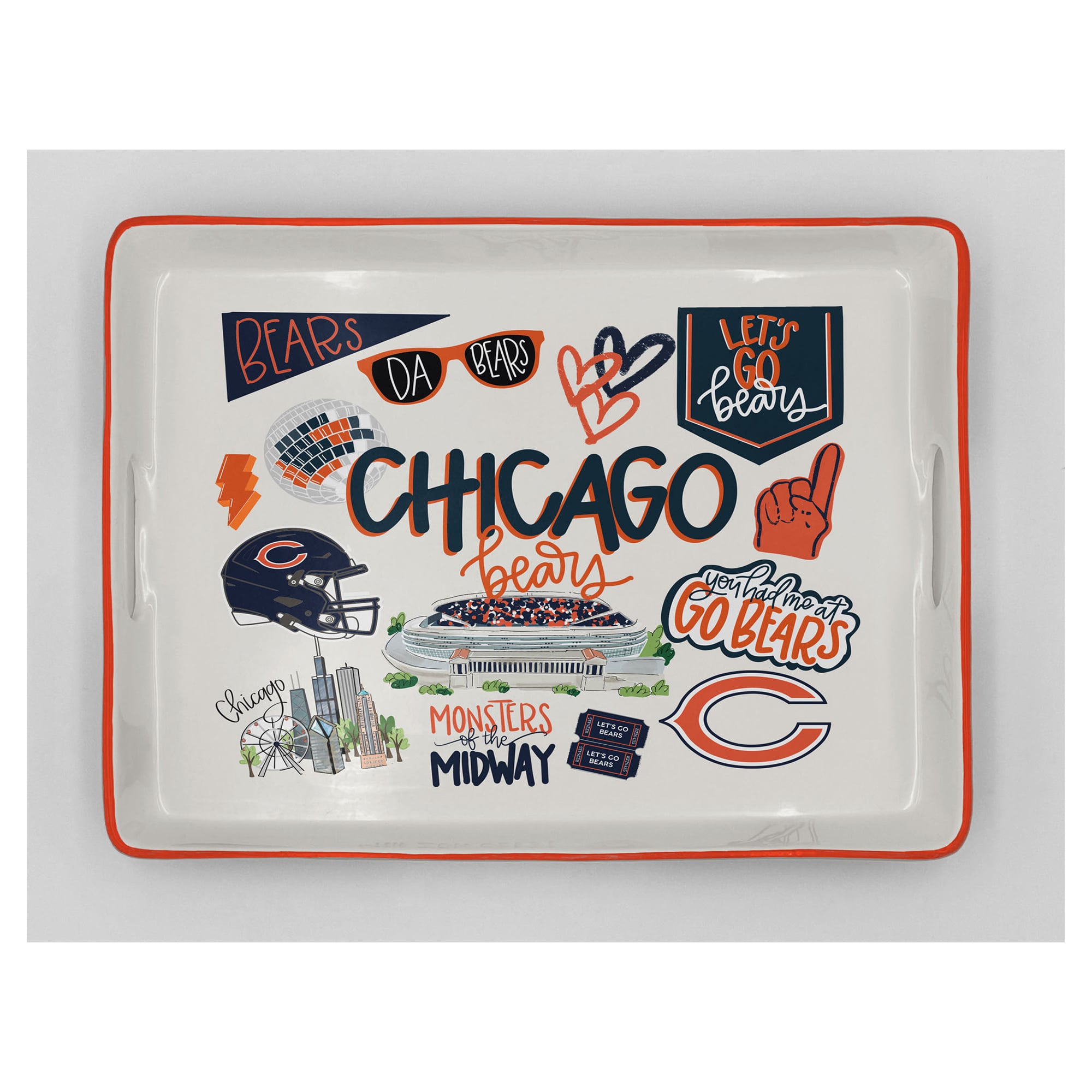 Pegasus Chicago Bears 11″ x 17″ Large Loco Fan Serving Tray with Handles