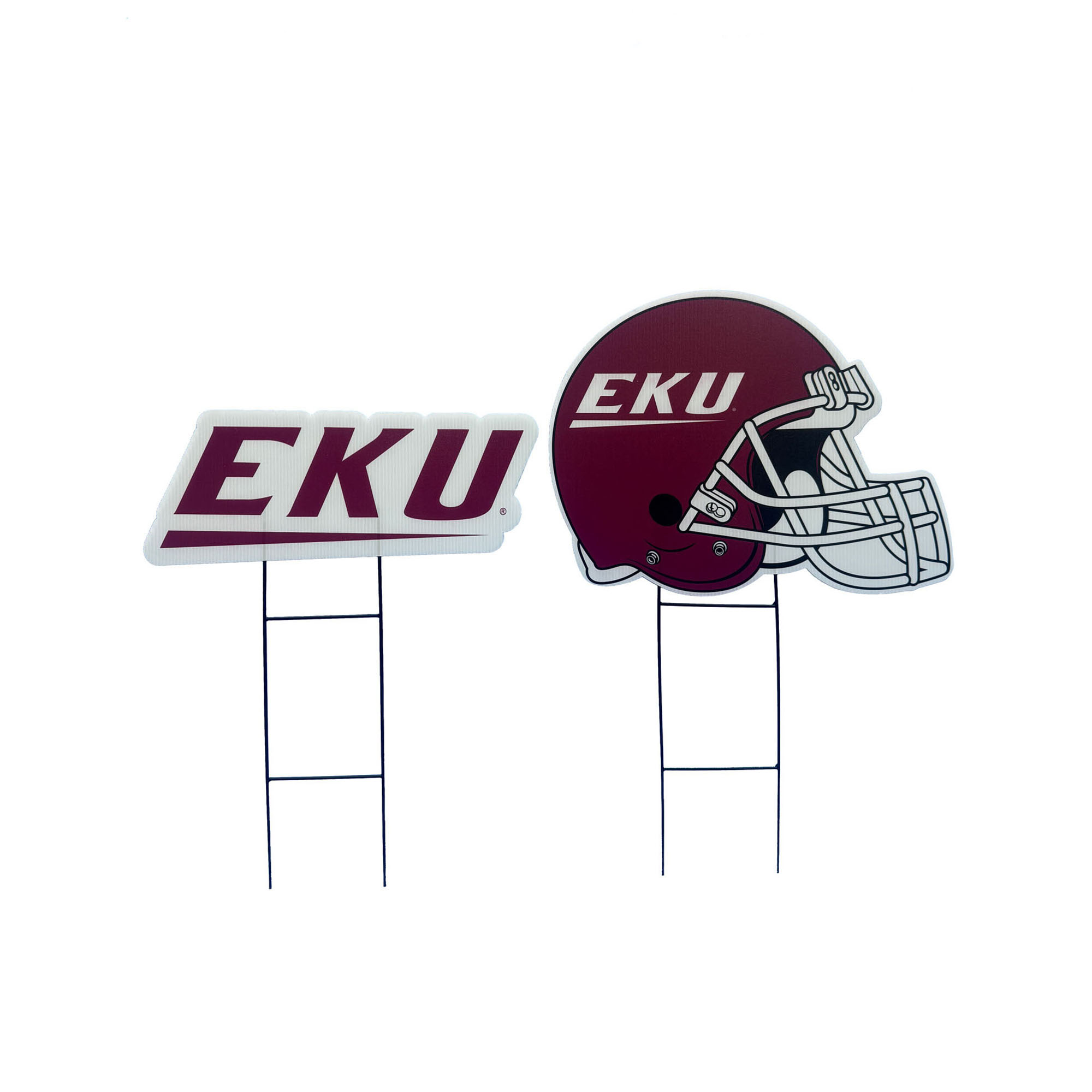 Pegasus Eastern Kentucky Colonels Logo and Helmet Two-Piece Yard Sign Set
