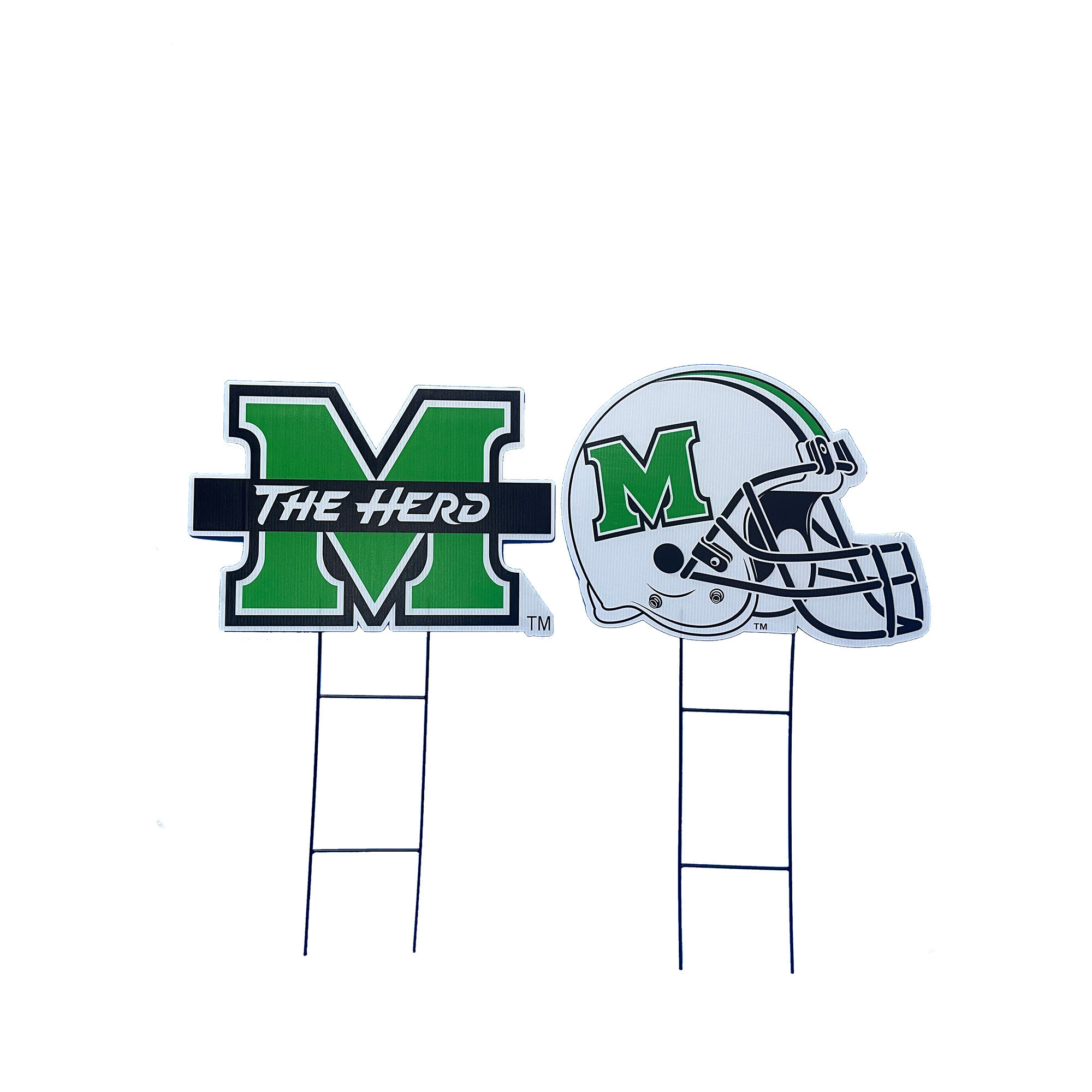 Pegasus Marshall Thundering Herd Logo and Helmet Two-Piece Yard Sign Set