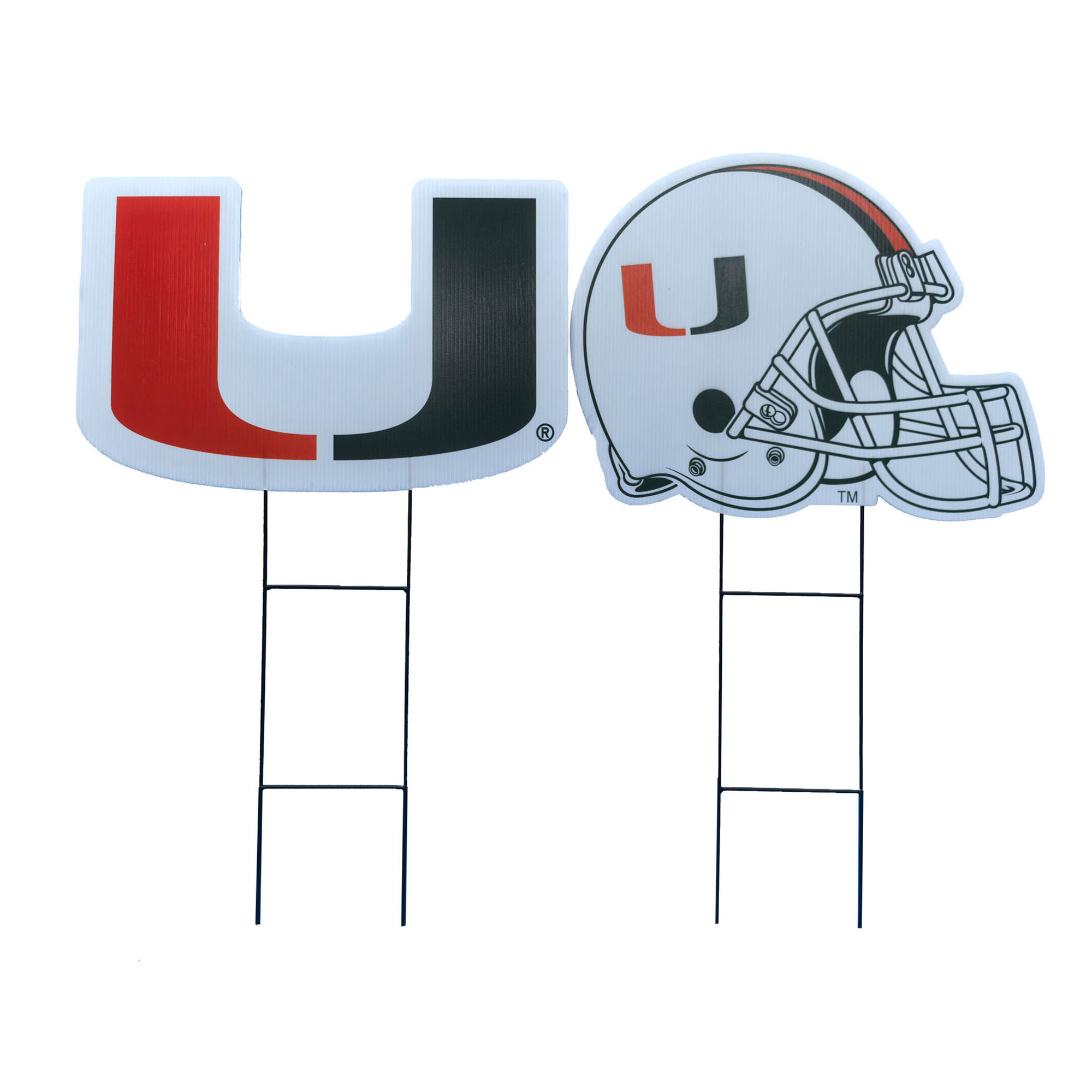 Pegasus Miami Hurricanes Logo and Helmet Two-Piece Yard Sign Set Pegasus Miami Hurricanes Logo and Helmet Two-Piece Yard Sign Set