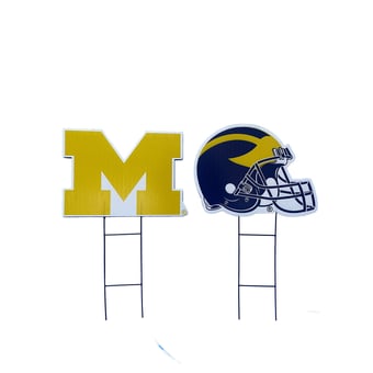 Pegasus Michigan Wolverines Logo and Helmet Two-Piece Yard Sign Set