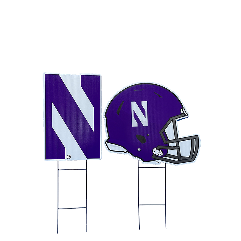 Pegasus Northwestern Wildcats Logo and Helmet Two-Piece Yard Sign Set