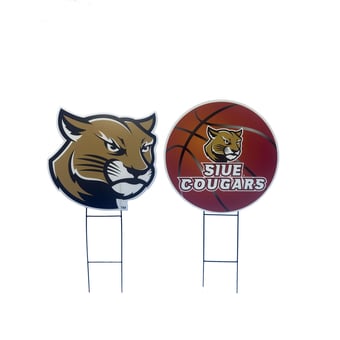 Pegasus Southern Illinois Edwardsville Cougars Logo and Helmet Two-Piece Yard Sign Set