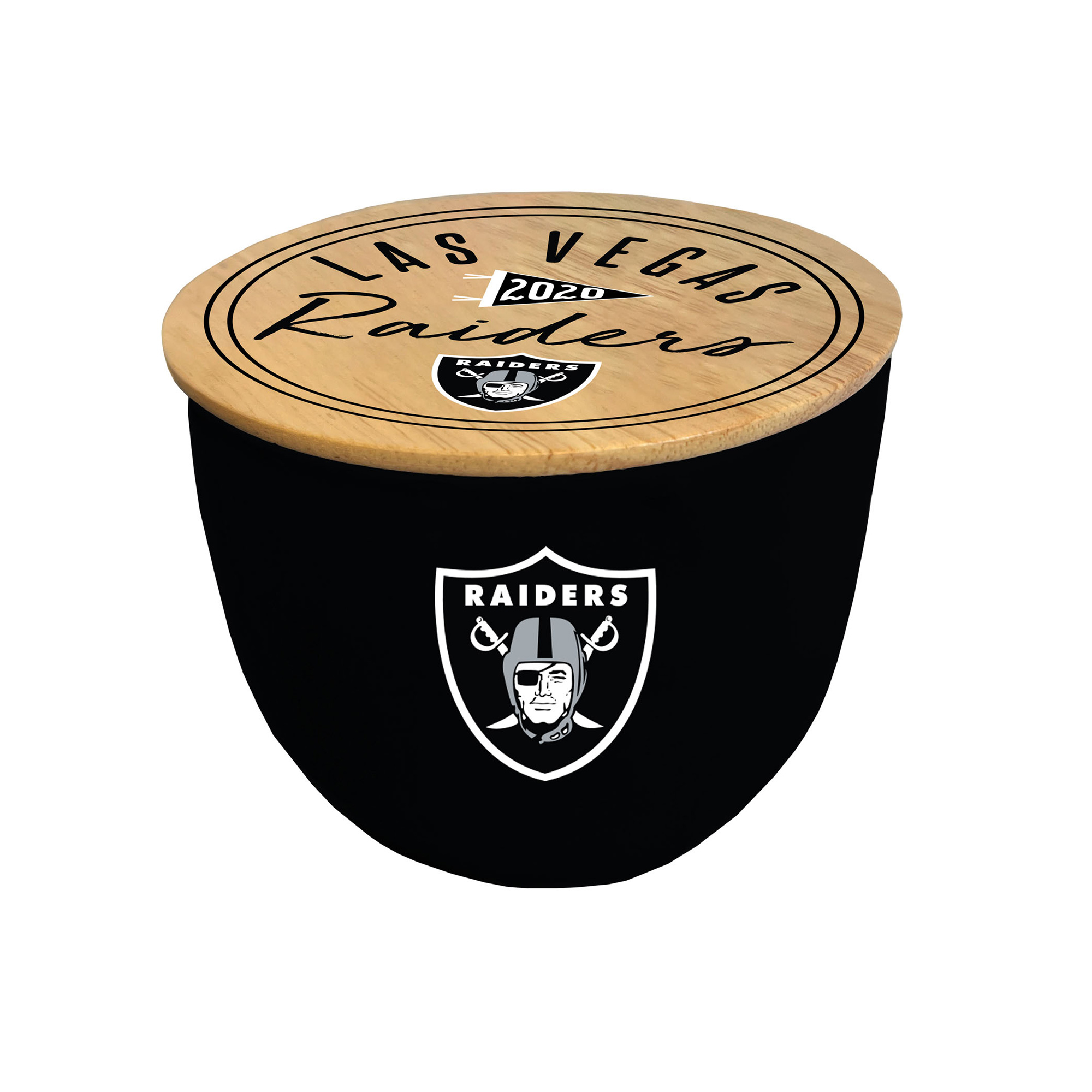 Pegasus Las Vegas Raiders 16oz. Script Circle Wood Top Ceramic Candle