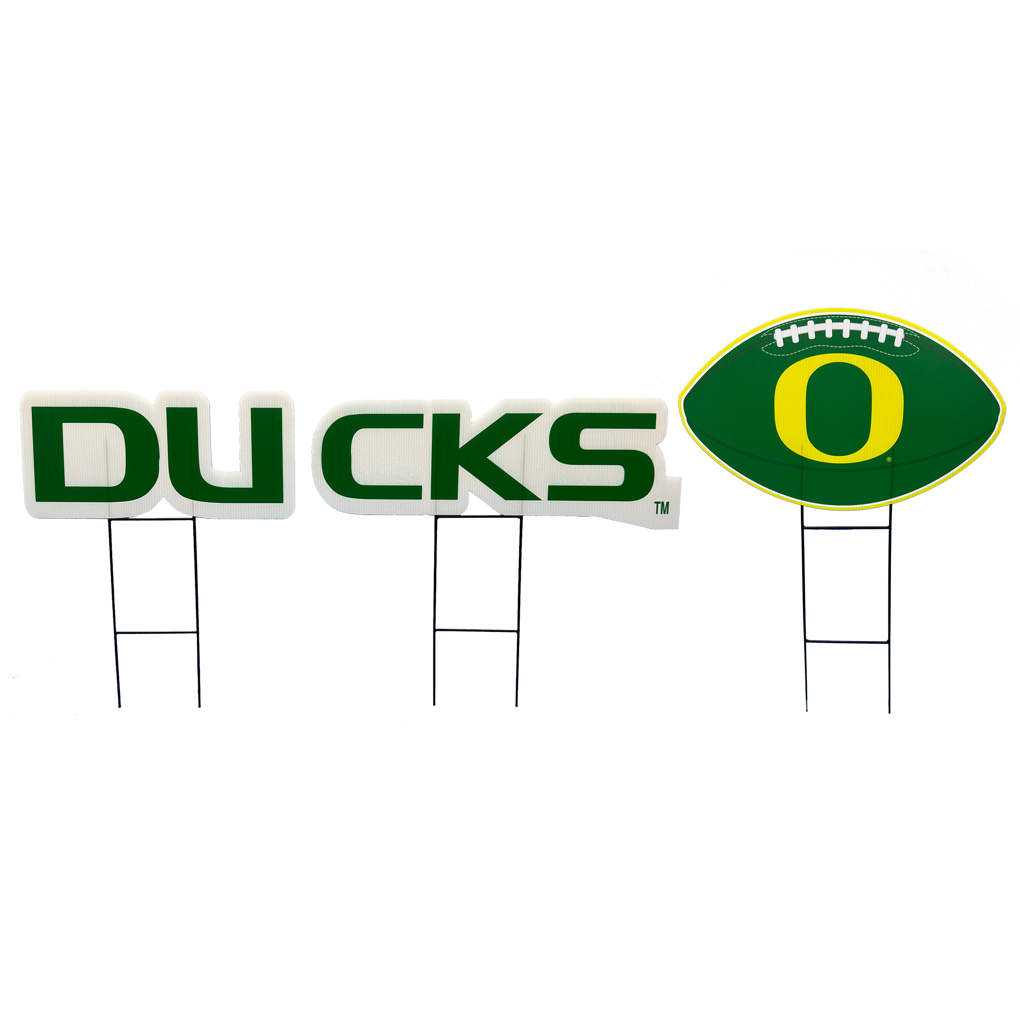 Pegasus Oregon Ducks Wordmark and Football Three-Piece Yard Sign Set