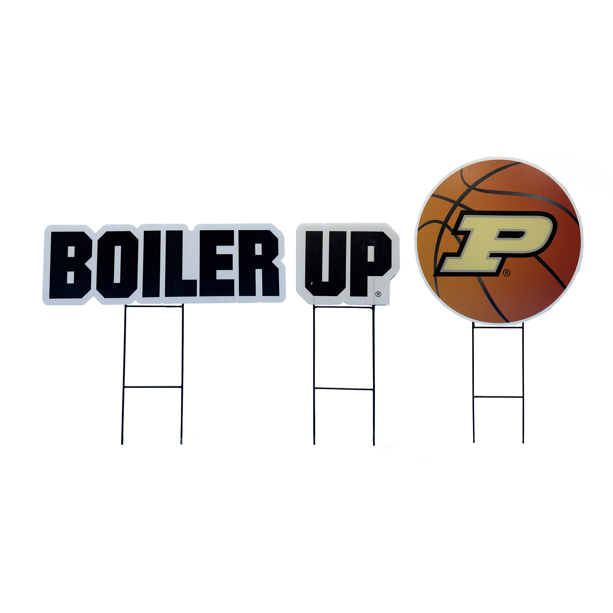 Pegasus Purdue Boilermakers Wordmark and Basketball Three-Piece Yard Sign Set