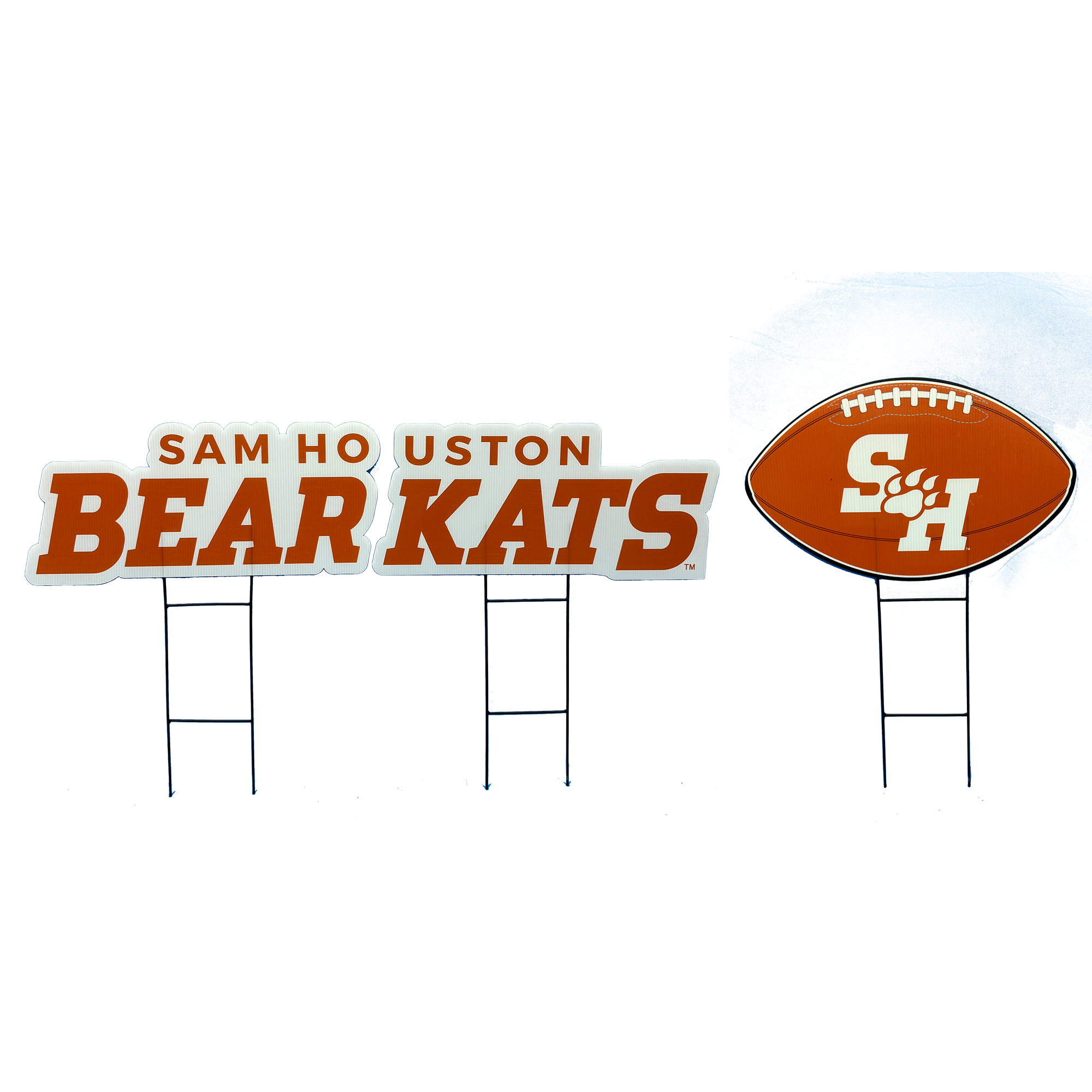 Pegasus Sam Houston State Bearkats Wordmark and Football Three-Piece Yard Sign Set
