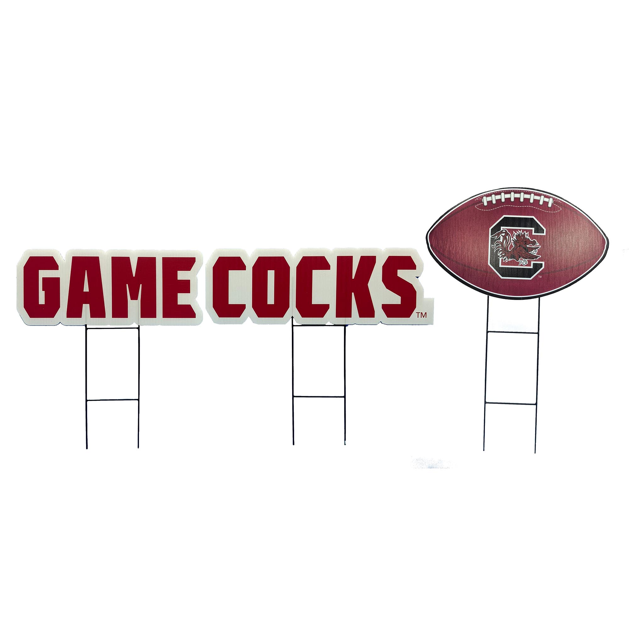 Pegasus South Carolina Gamecocks Wordmark and Football Three-Piece Yard Sign Set