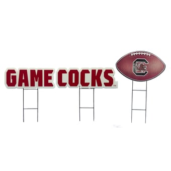 Pegasus South Carolina Gamecocks Wordmark and Football Three-Piece Yard Sign Set