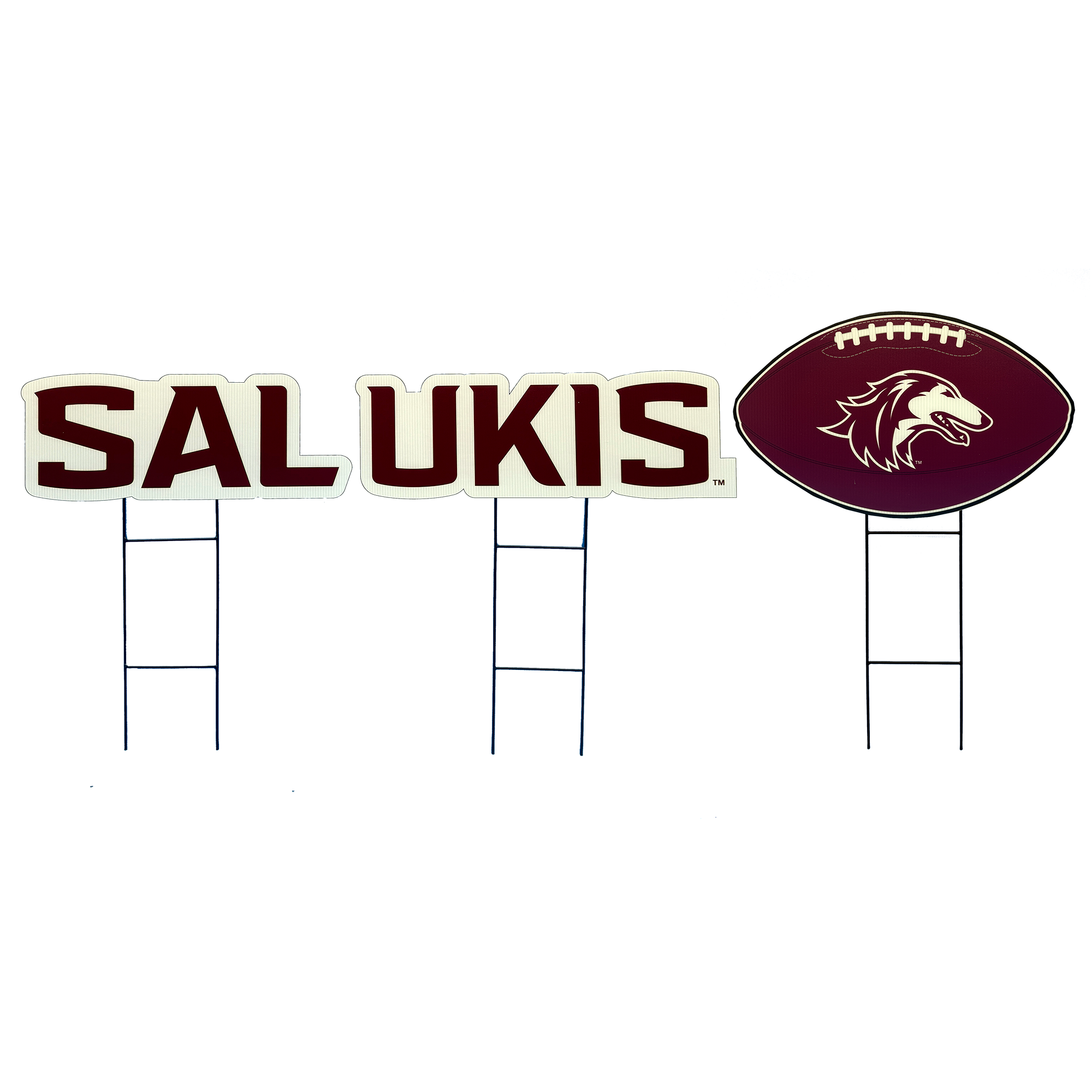 Pegasus Southern Illinois Salukis Wordmark and Football Three-Piece Yard Sign Set