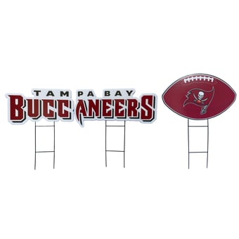 Pegasus Tampa Bay Buccaneers Wordmark and Football Three-Piece Yard Sign Set