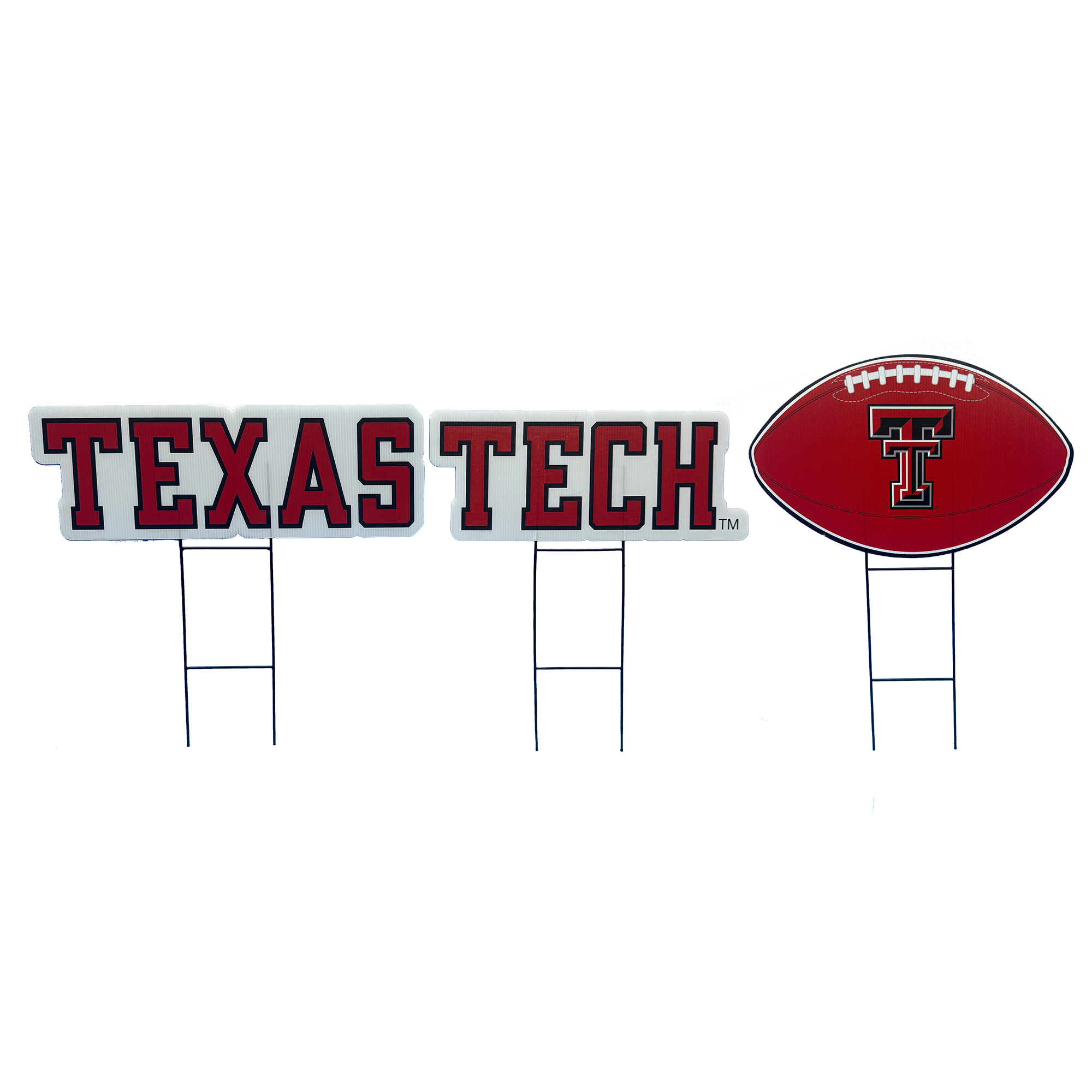 Pegasus Texas Tech Red Raiders Wordmark and Football Three-Piece Yard Sign Set