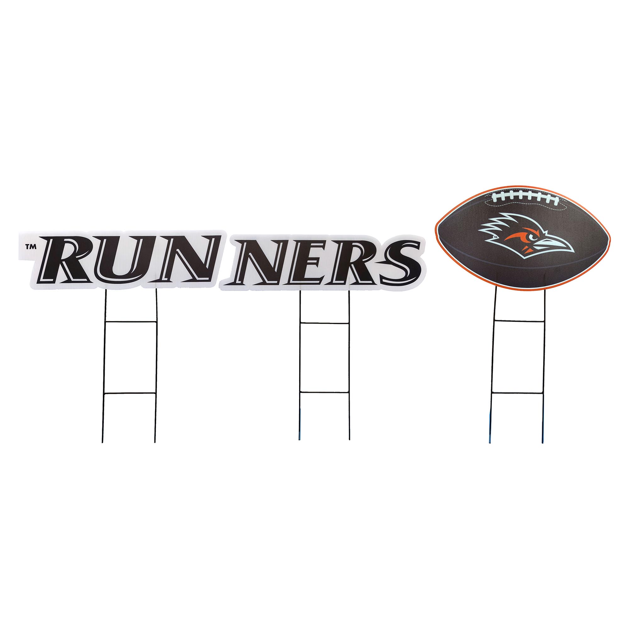 Pegasus UTSA Roadrunners Wordmark and Football Three-Piece Yard Sign Set