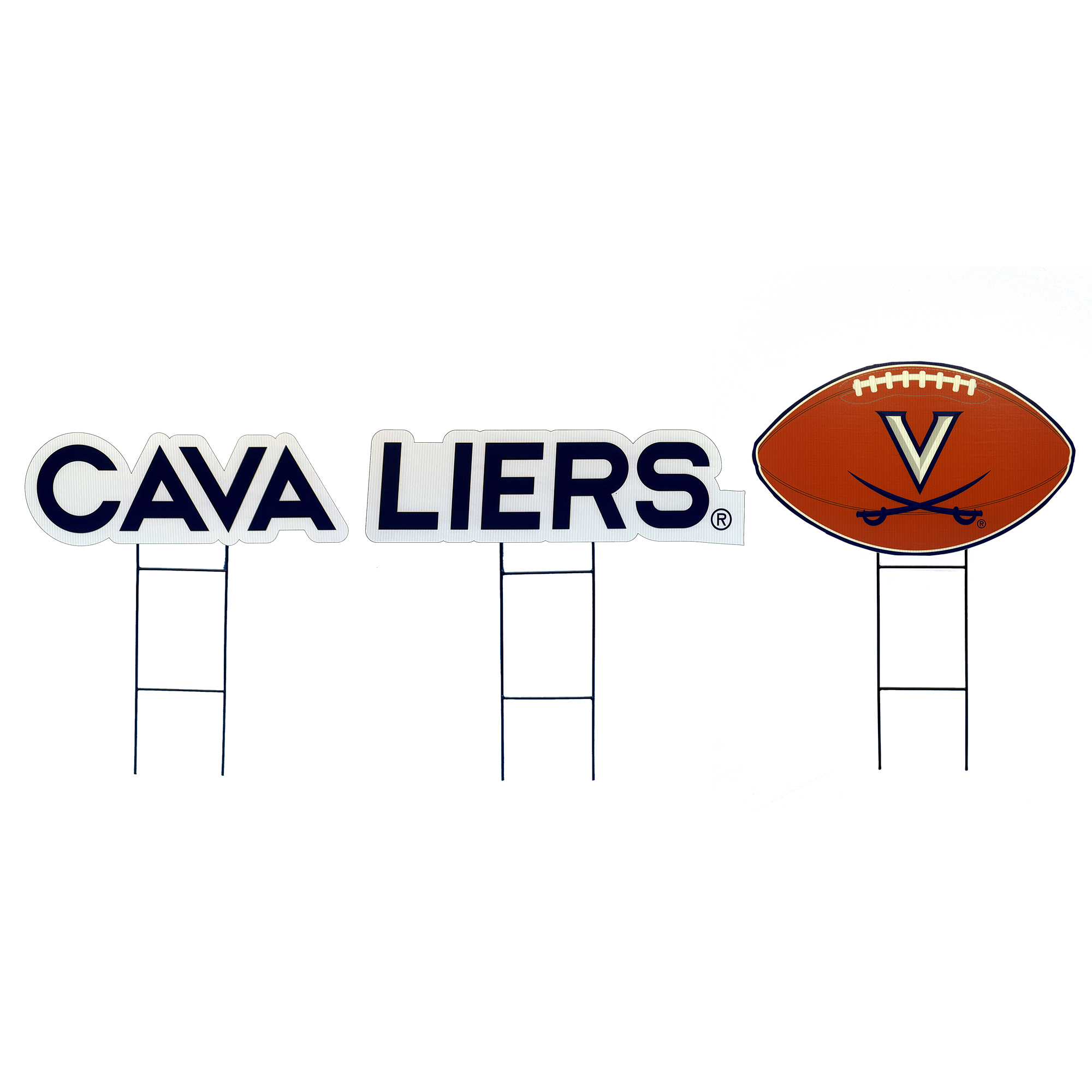 Pegasus Virginia Cavaliers Wordmark and Football Three-Piece Yard Sign Set