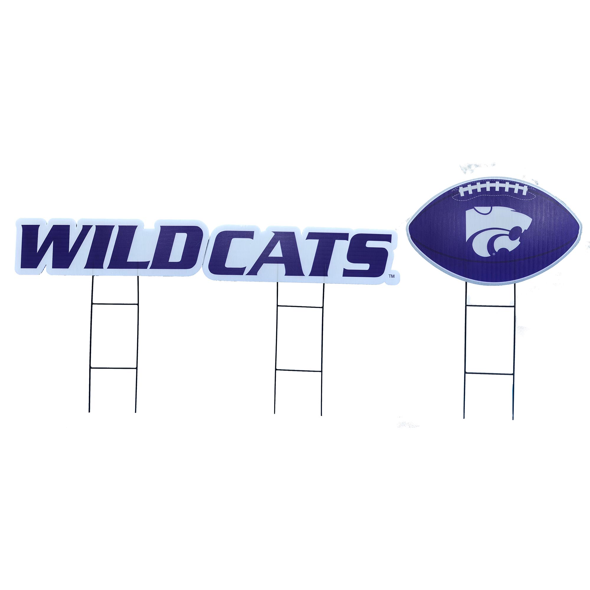 Pegasus Kansas State Wildcats Wordmark and Football Three-Piece Yard Sign Set