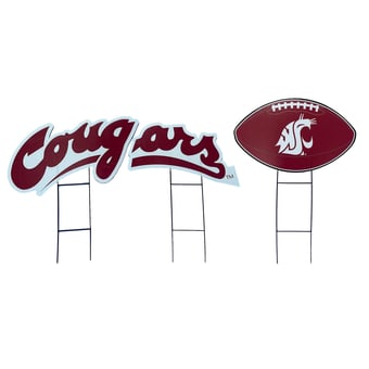 Pegasus Washington State Cougars Wordmark and Football Three-Piece Yard Sign Set