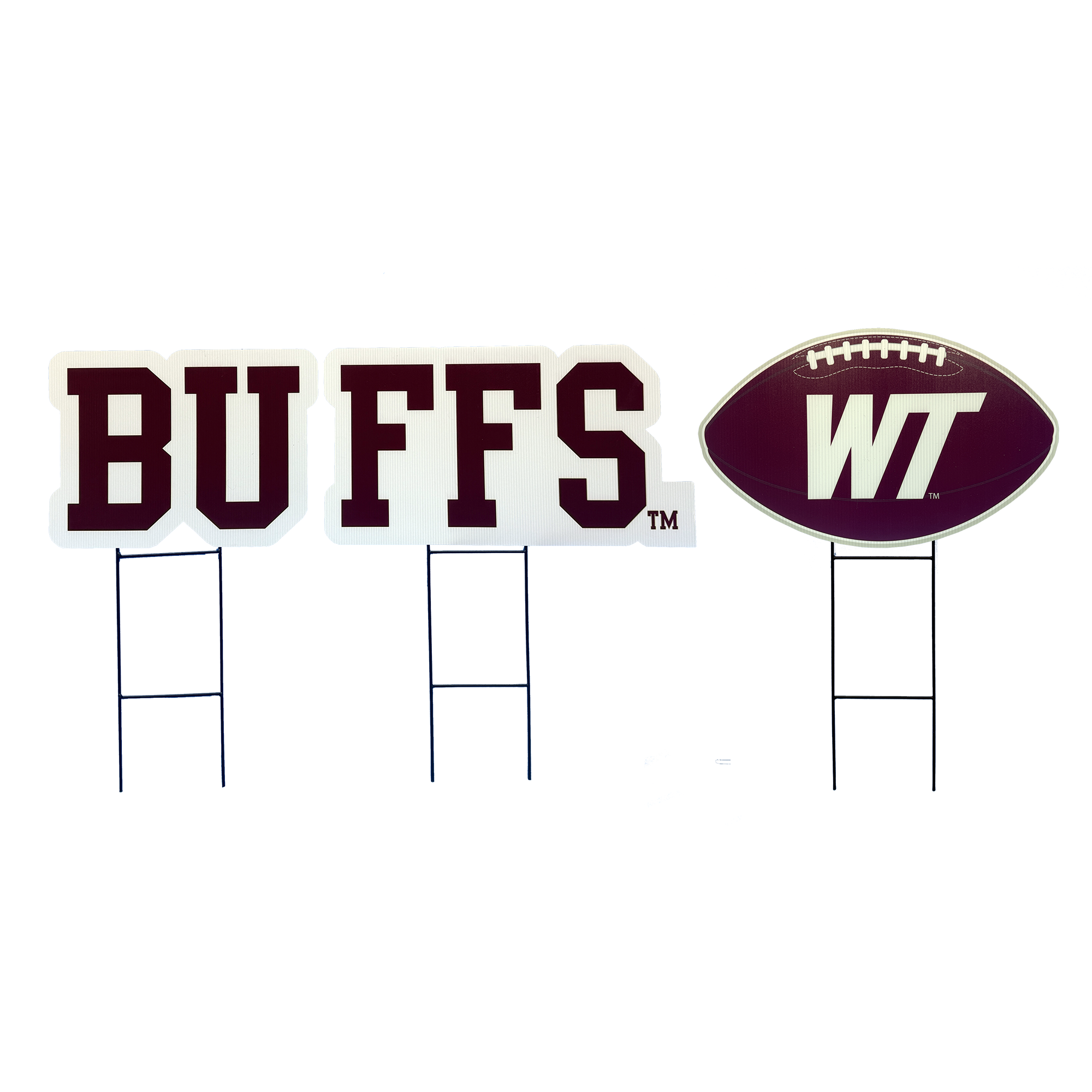 Pegasus West Texas A&M Buffaloes Wordmark and Football Three-Piece Yard Sign Set