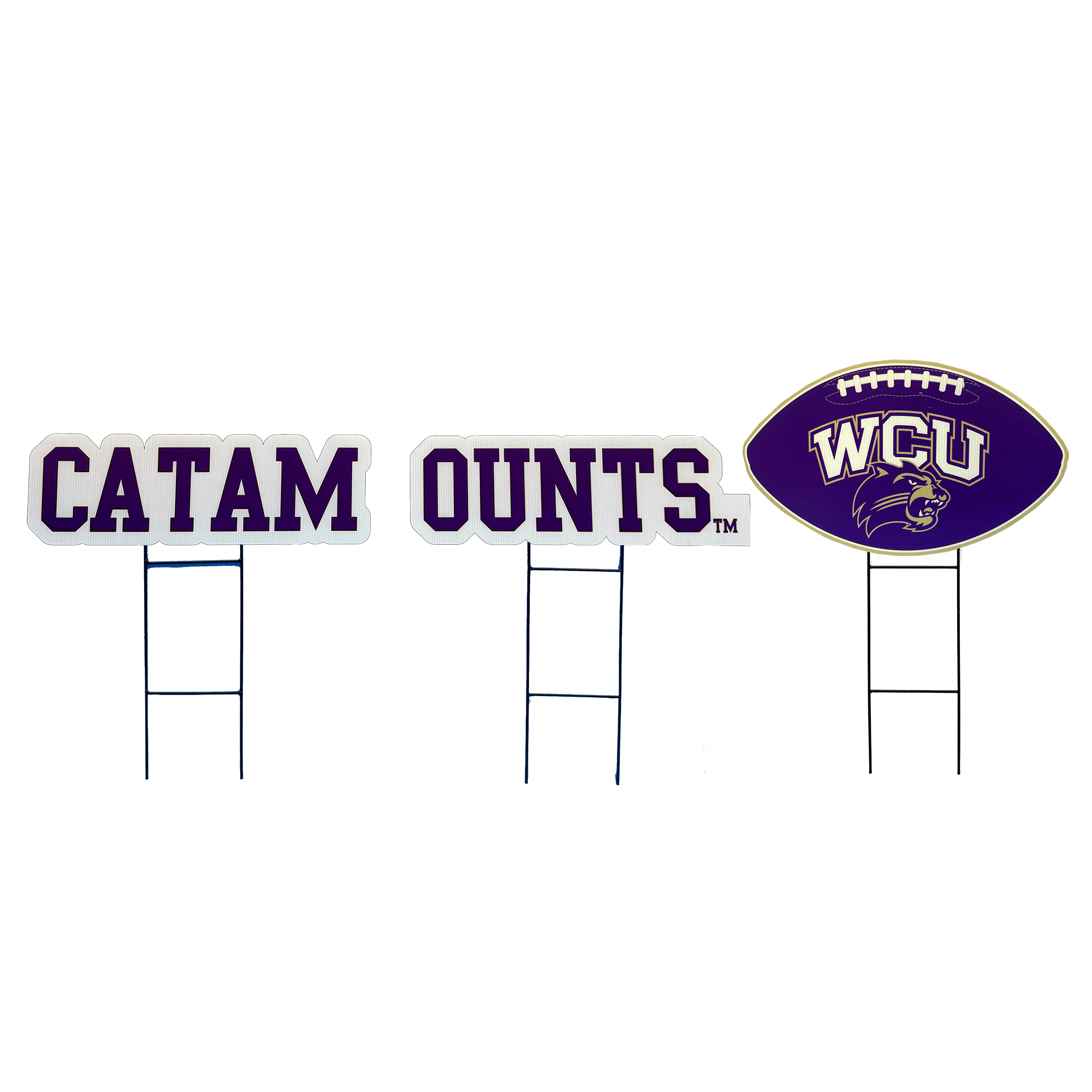 Pegasus Western Carolina Catamounts Wordmark and Football Three-Piece Yard Sign Set