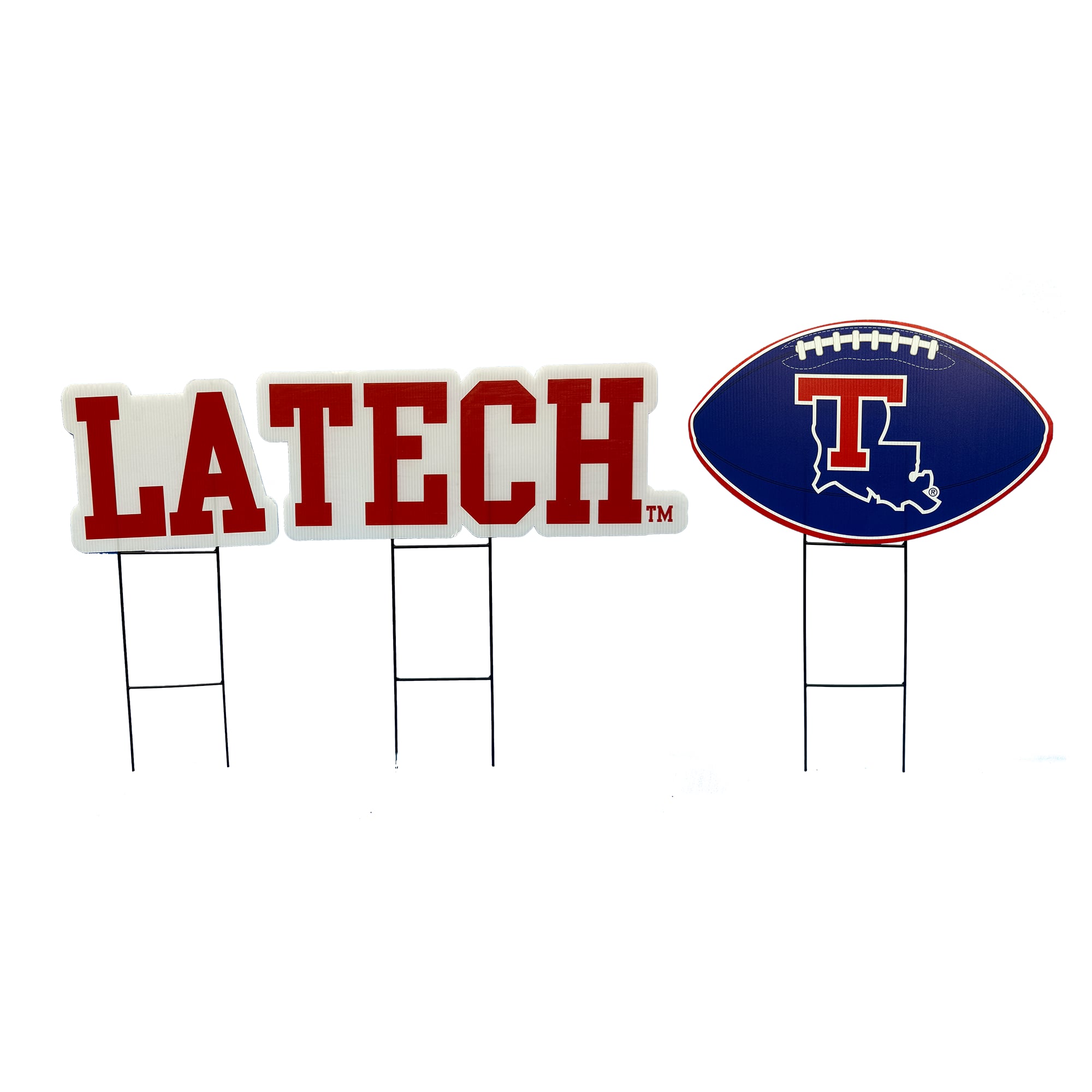 Pegasus Louisiana Tech Bulldogs Wordmark and Football Three-Piece Yard Sign Set