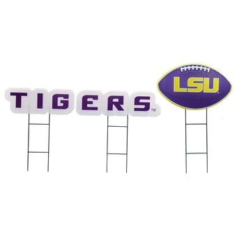 Pegasus LSU Tigers Wordmark and Football Three-Piece Yard Sign Set