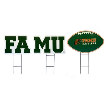 Pegasus Florida A&M Rattlers Wordmark and Football Three-Piece Yard Sign Set