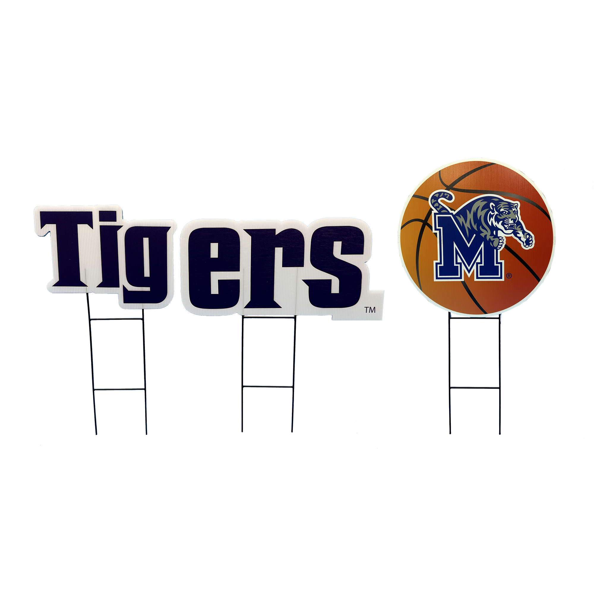 Pegasus Memphis Tigers Wordmark and Basketball Three-Piece Yard Sign Set