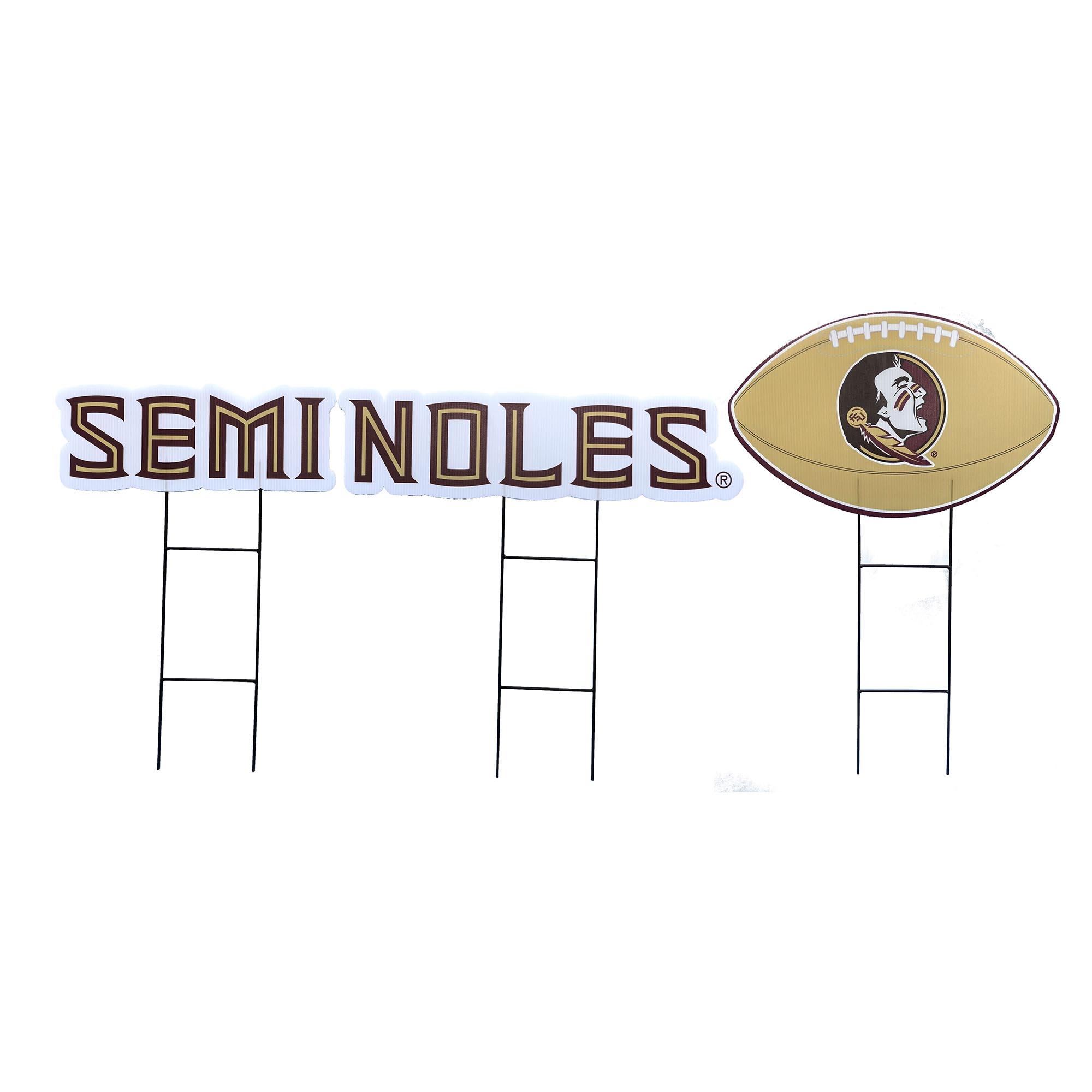 Pegasus Florida State Seminoles Wordmark and Football Three-Piece Yard Sign Set