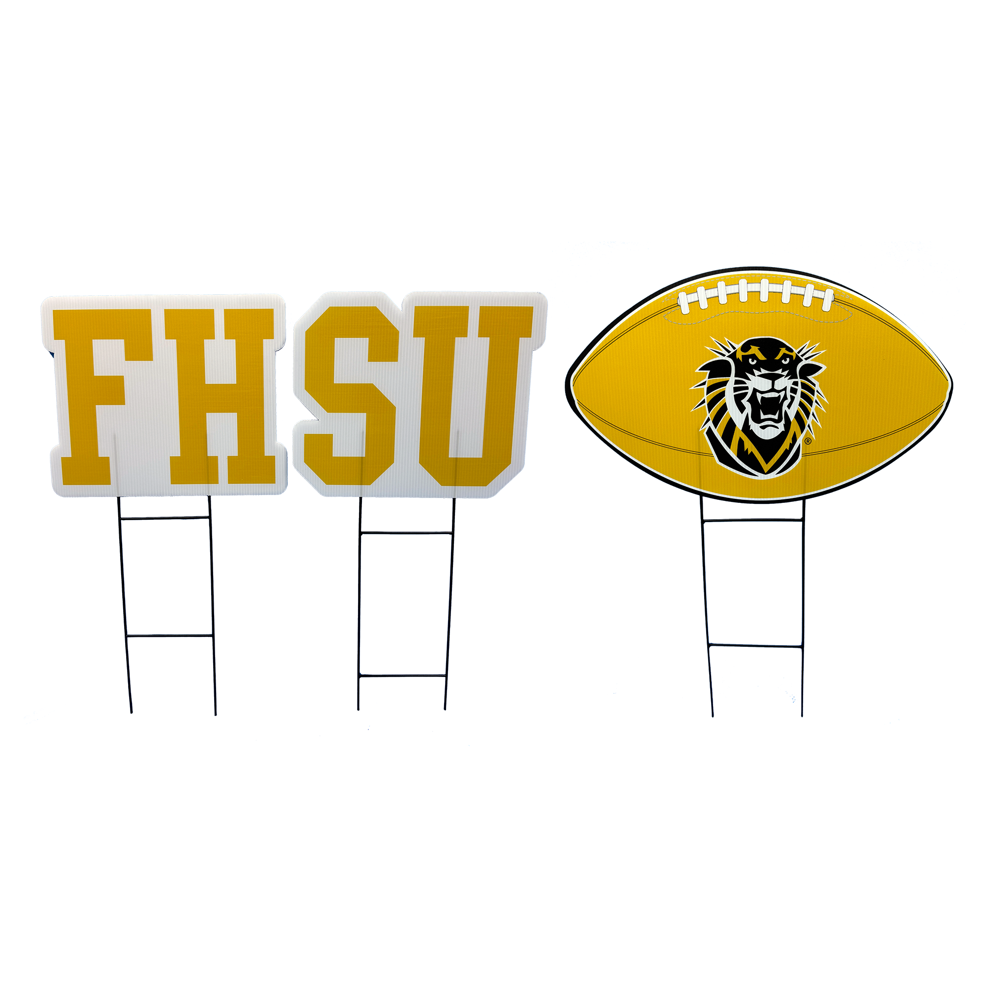 Pegasus Fort Hays State Tigers Wordmark and Football Three-Piece Yard Sign Set
