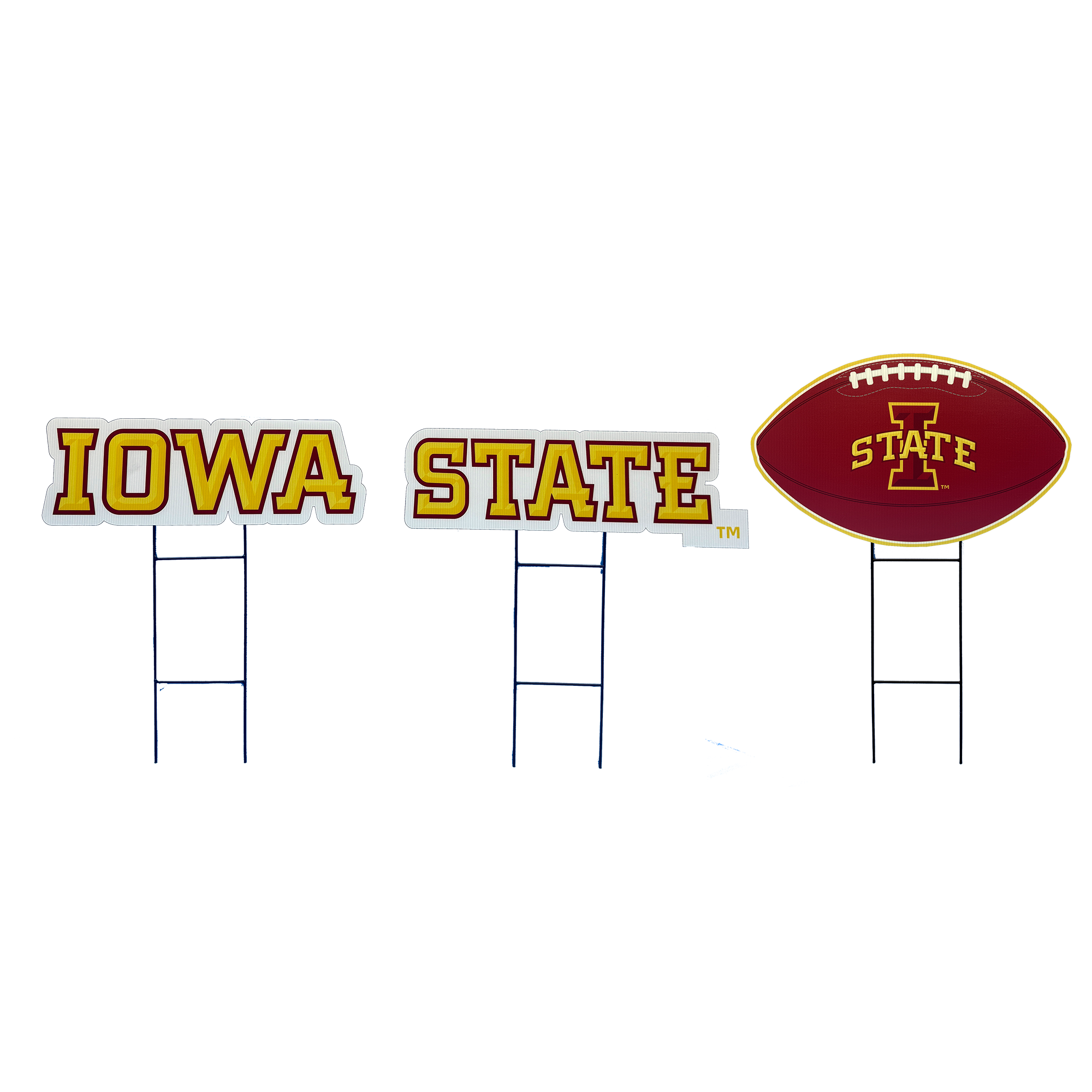 Pegasus Iowa State Cyclones Wordmark and Football Three-Piece Yard Sign Set