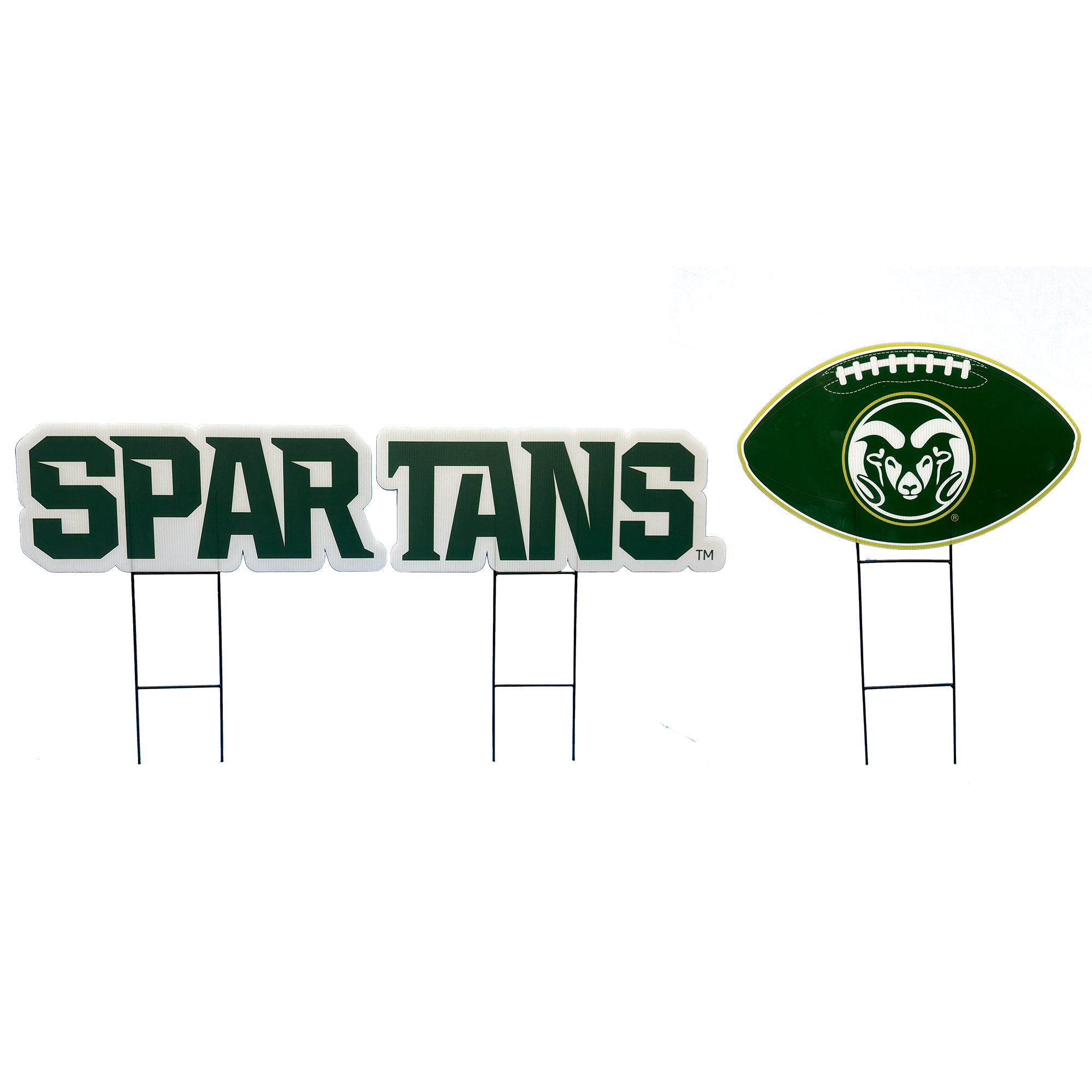 Pegasus Michigan State Spartans Wordmark and Football Three-Piece Yard Sign Set