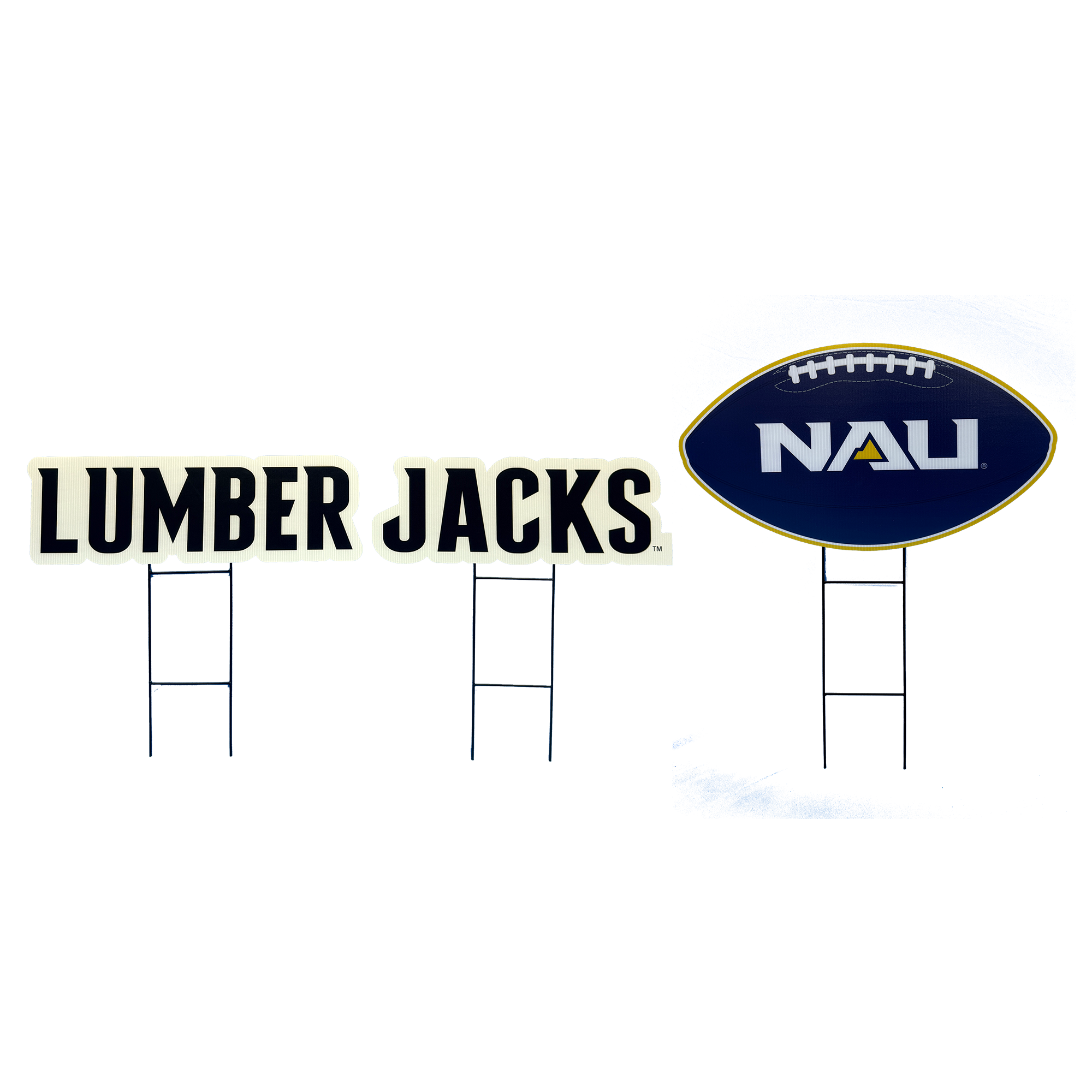 Pegasus Northern Arizona Lumberjacks Wordmark and Football Three-Piece Yard Sign Set