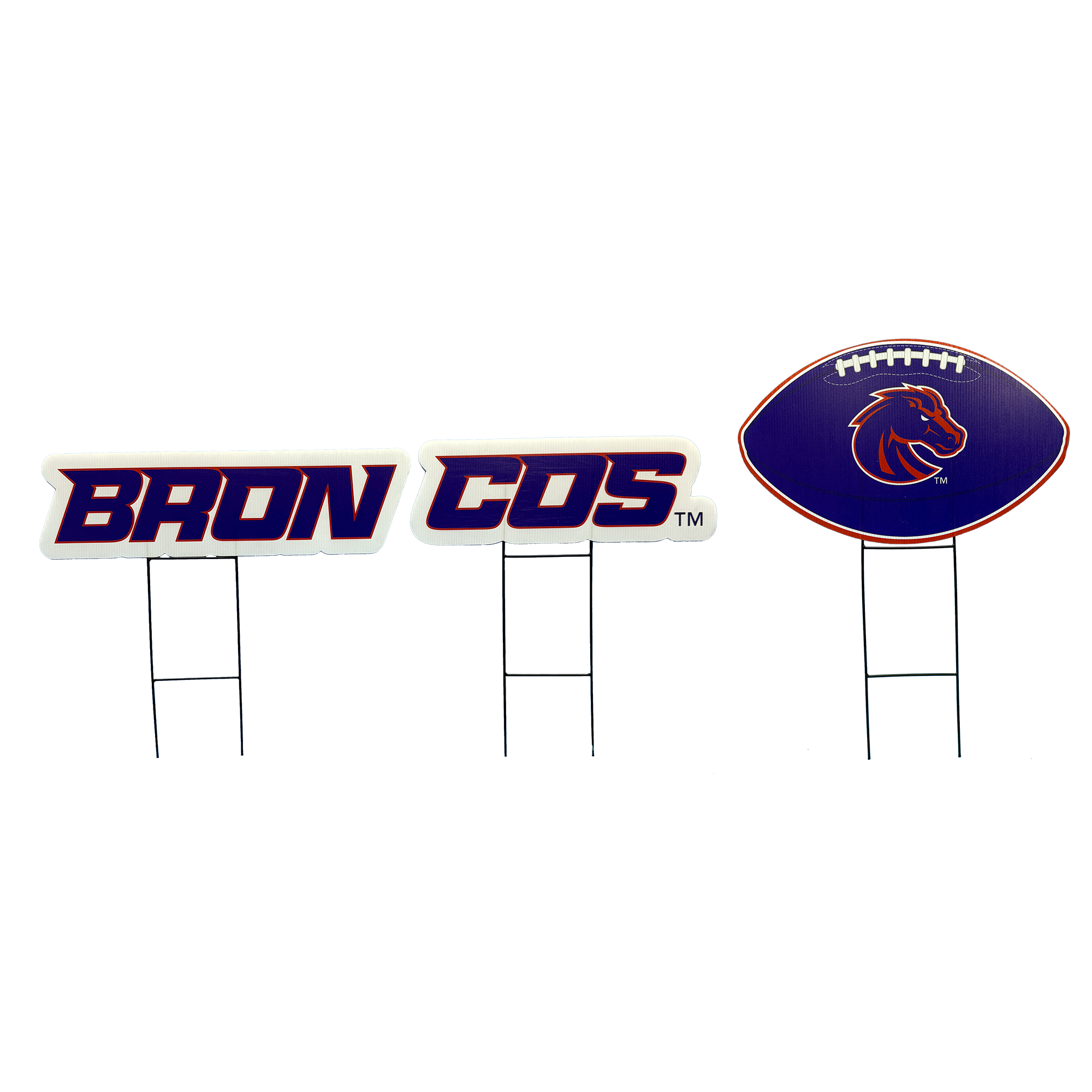 Pegasus Boise State Broncos Wordmark and Football Three-Piece Yard Sign Set