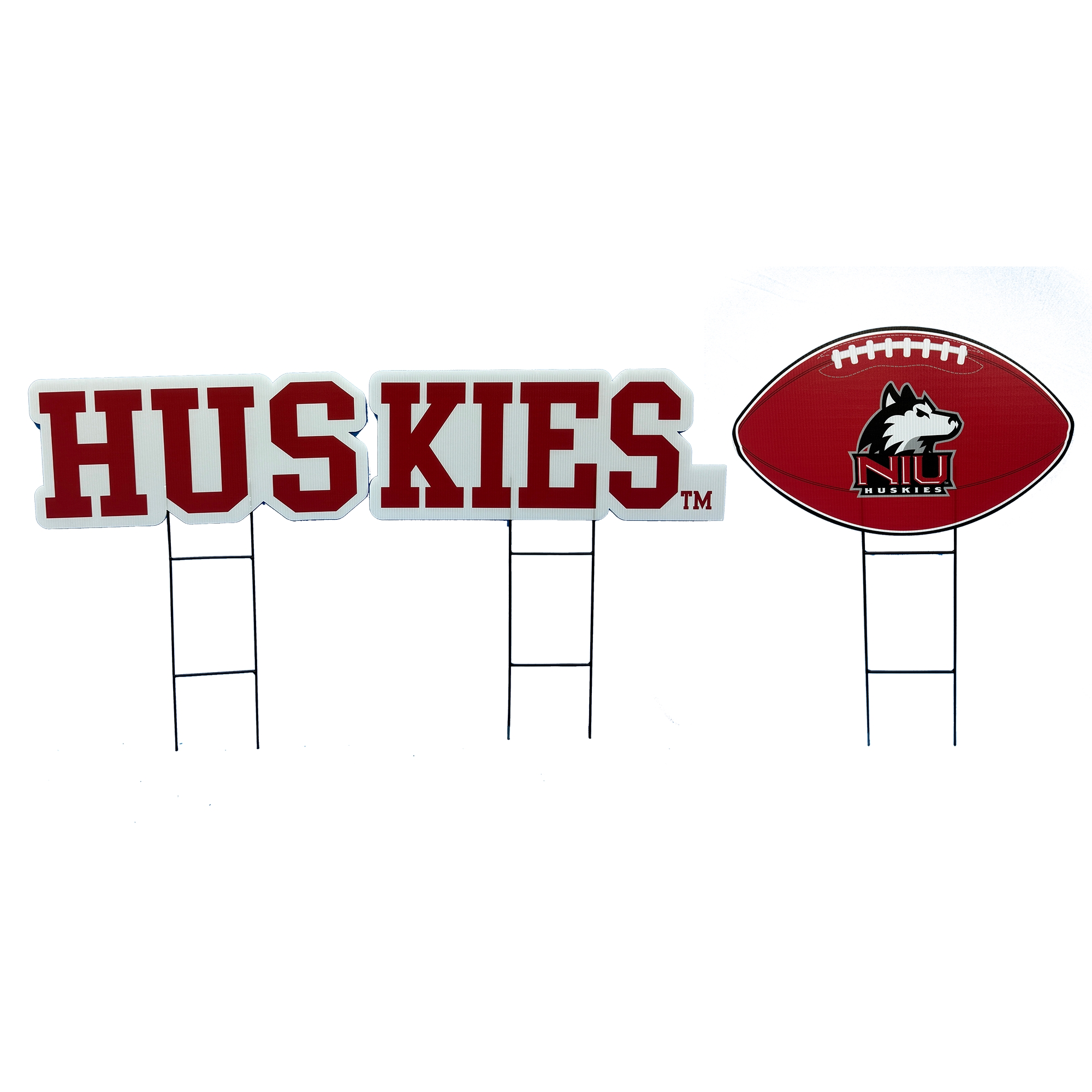 Pegasus Northern Illinois Huskies Wordmark and Football Three-Piece Yard Sign Set