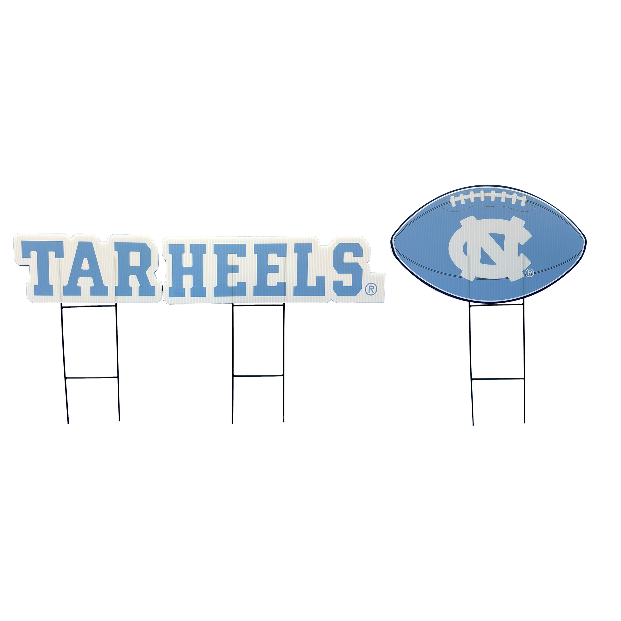 Pegasus North Carolina Tar Heels Wordmark and Football Three-Piece Yard Sign Set