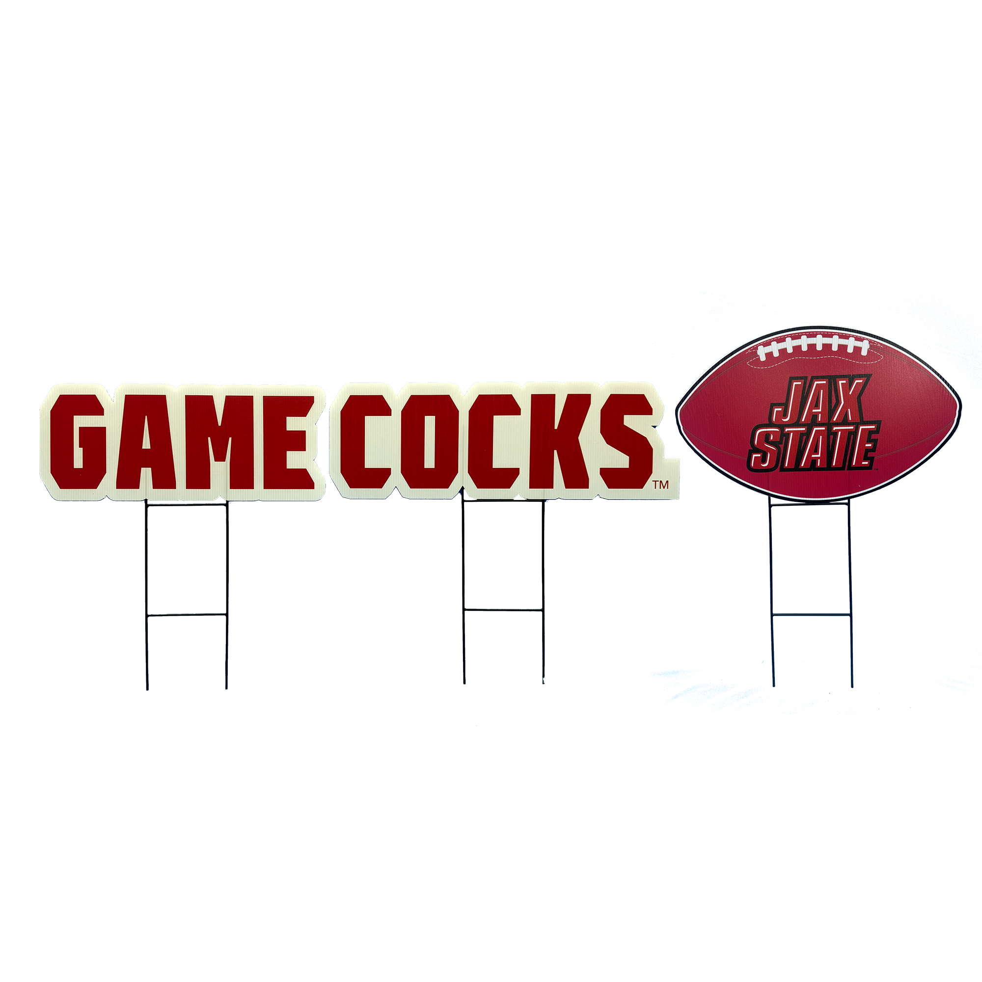Pegasus Jacksonville State Gamecocks Wordmark and Football Three-Piece Yard Sign Set