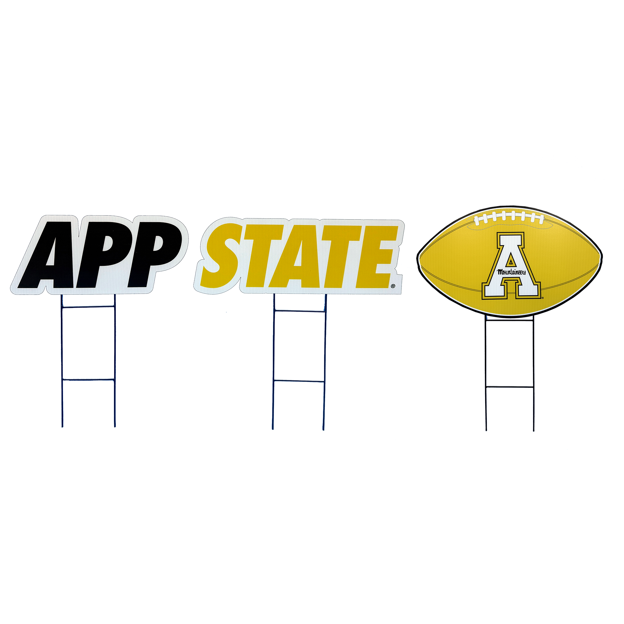 Pegasus Appalachian State Mountaineers Wordmark and Football Three-Piece Yard Sign Set