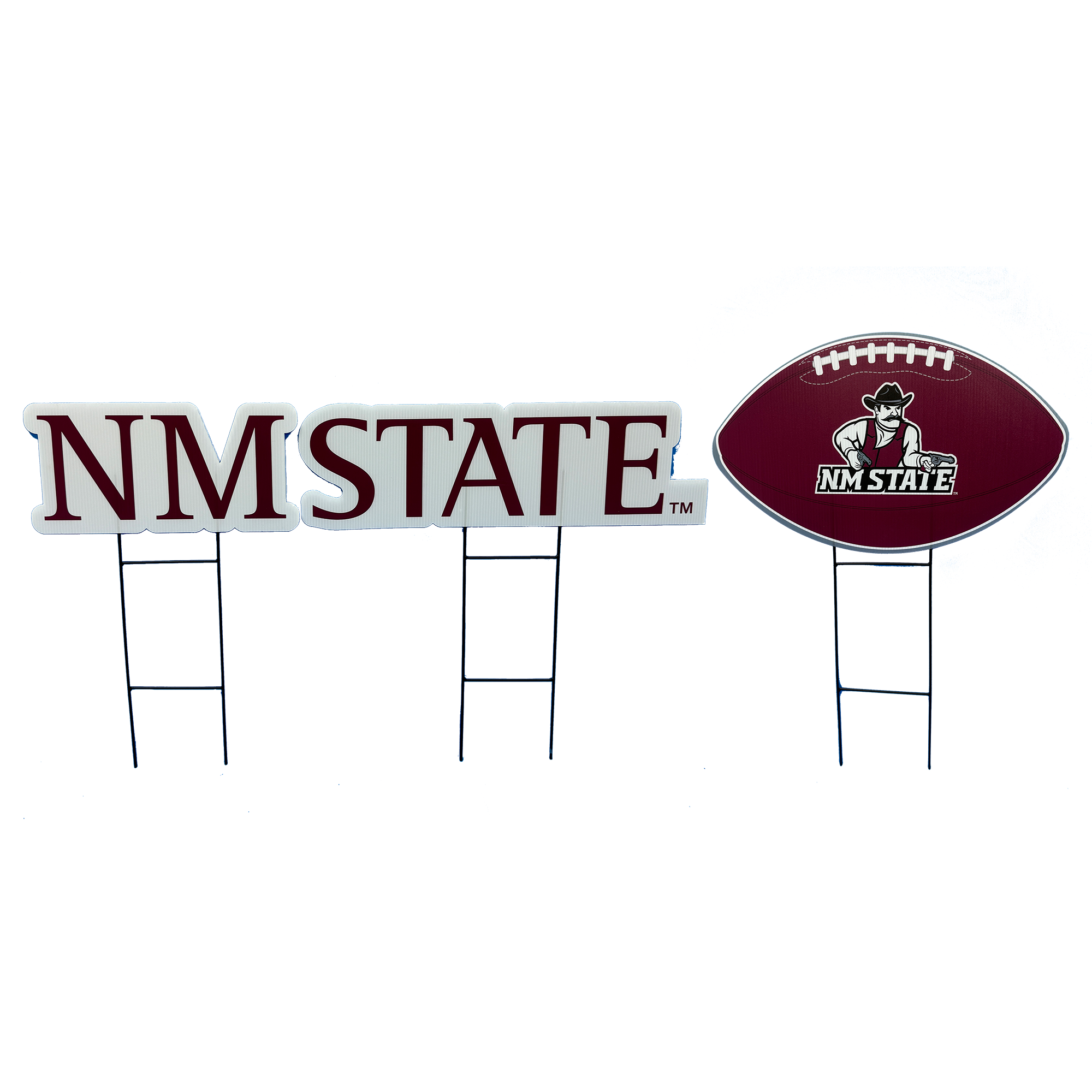 Pegasus New Mexico State Aggies Wordmark and Football Three-Piece Yard Sign Set